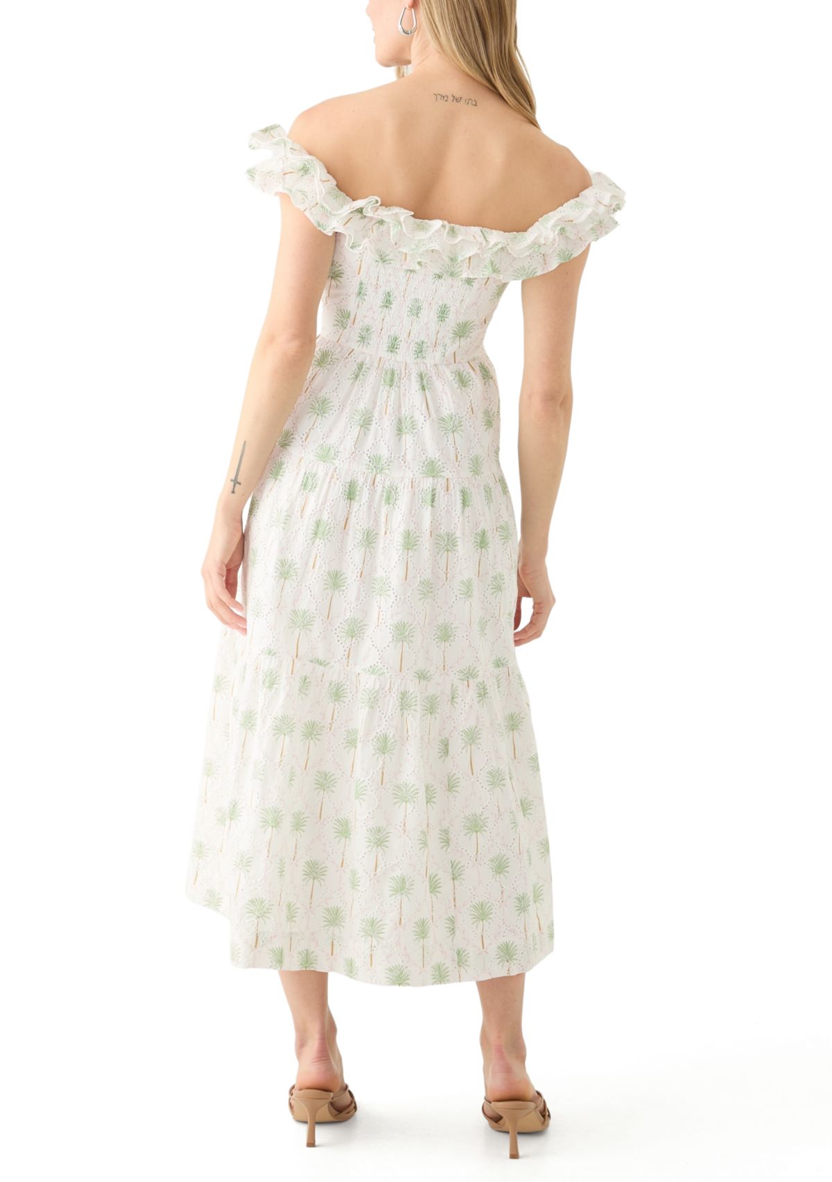 Petite Printed Off-the-Shoulder Midi Dress