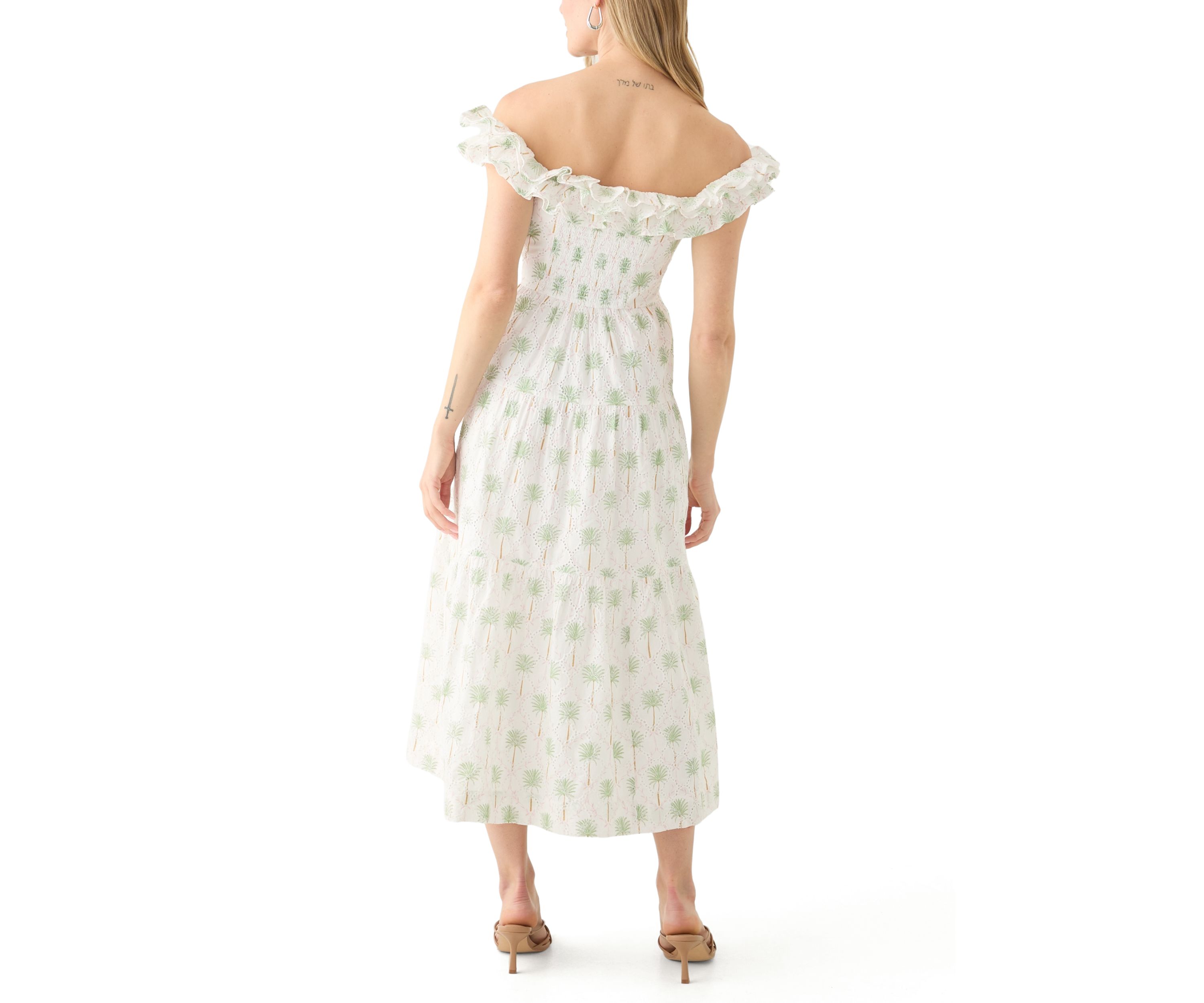Petite Printed Off-the-Shoulder Midi Dress