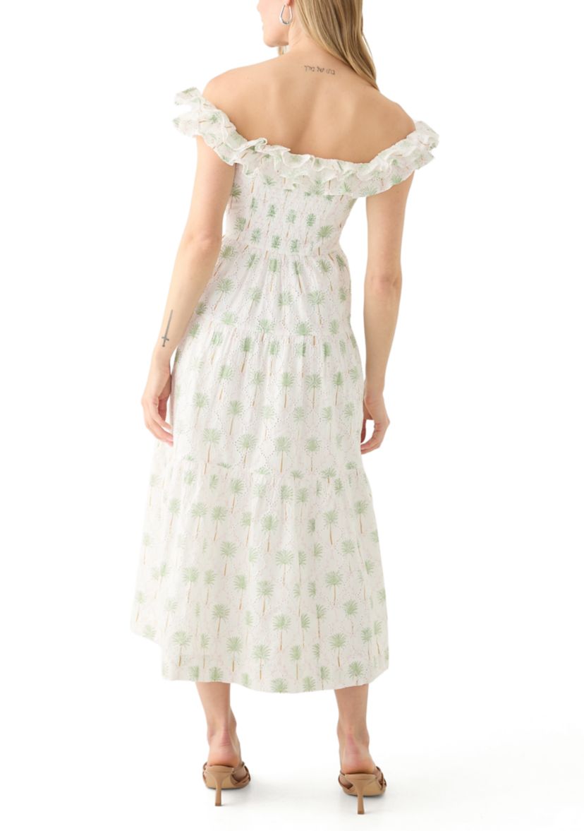 Petite Printed Off-the-Shoulder Midi Dress