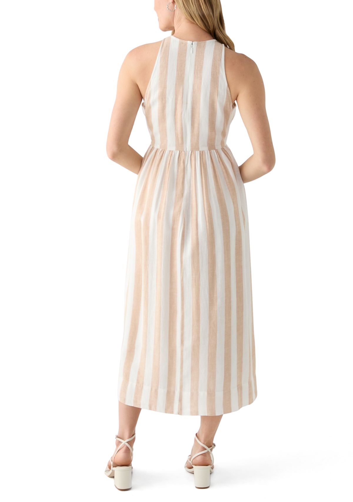 Petite Sleeveless Linen Yarn Dyed Tank Dress