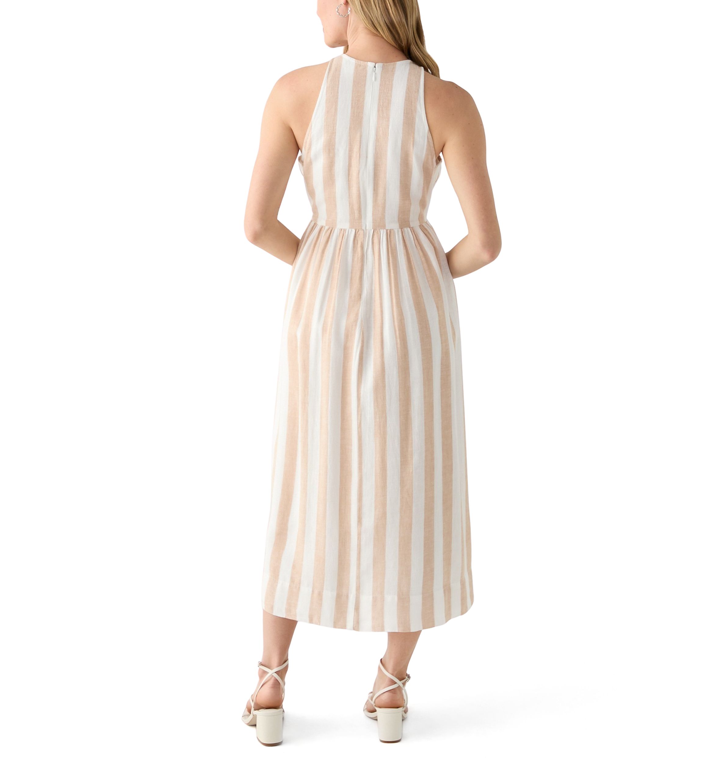 Petite Sleeveless Linen Yarn Dyed Tank Dress