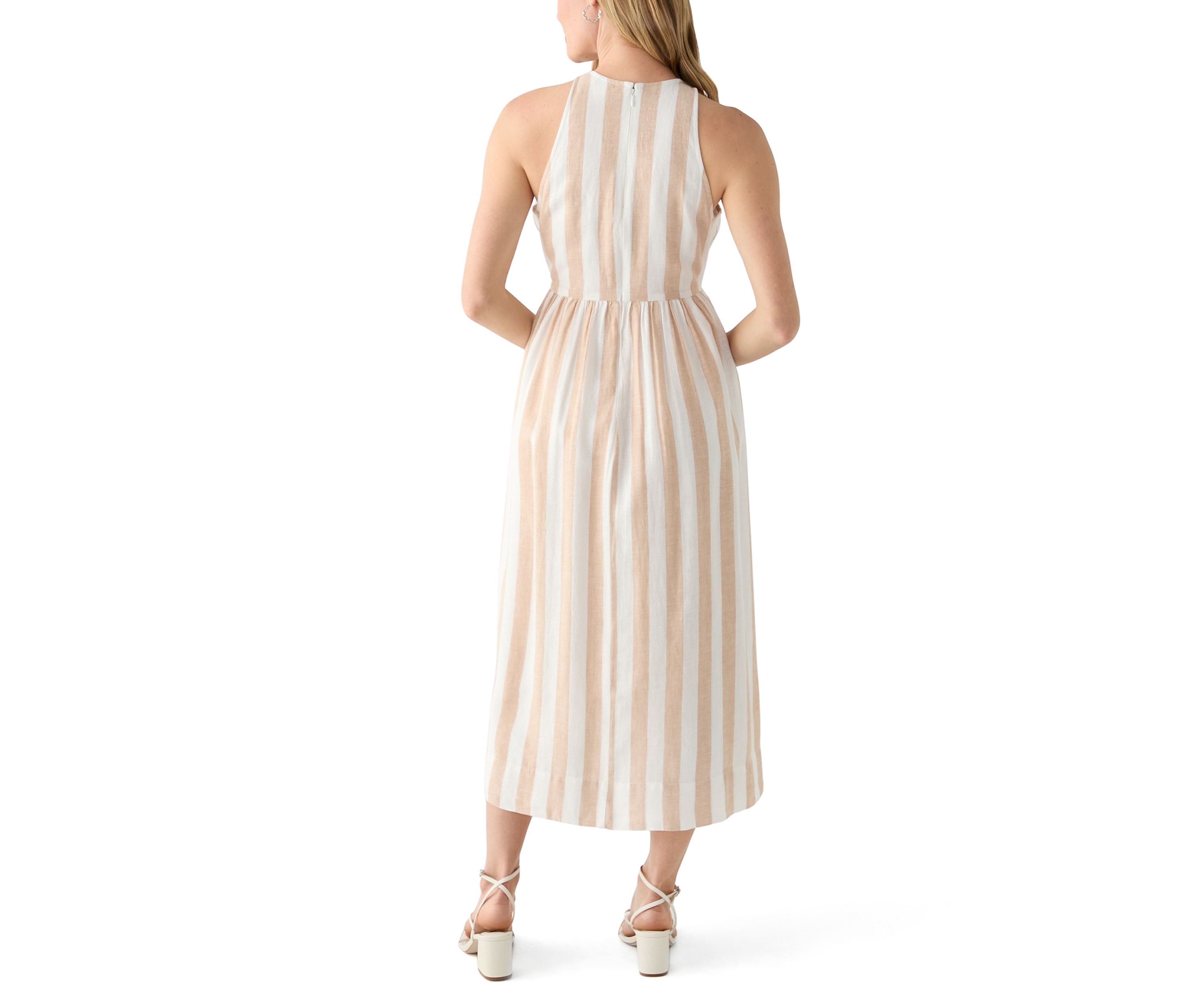 Petite Sleeveless Linen Yarn Dyed Tank Dress