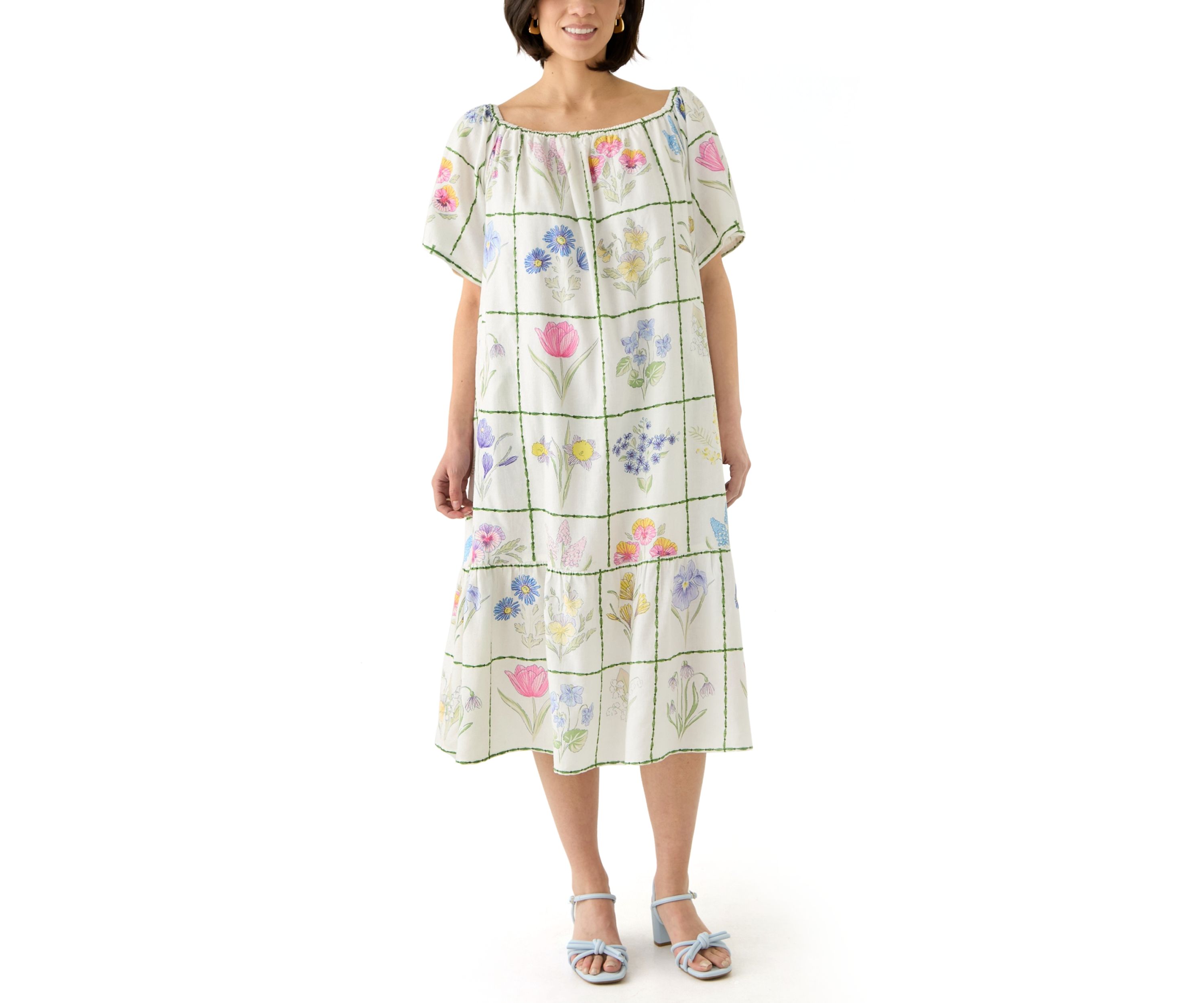Petite Short Sleeve Embellished Dress
