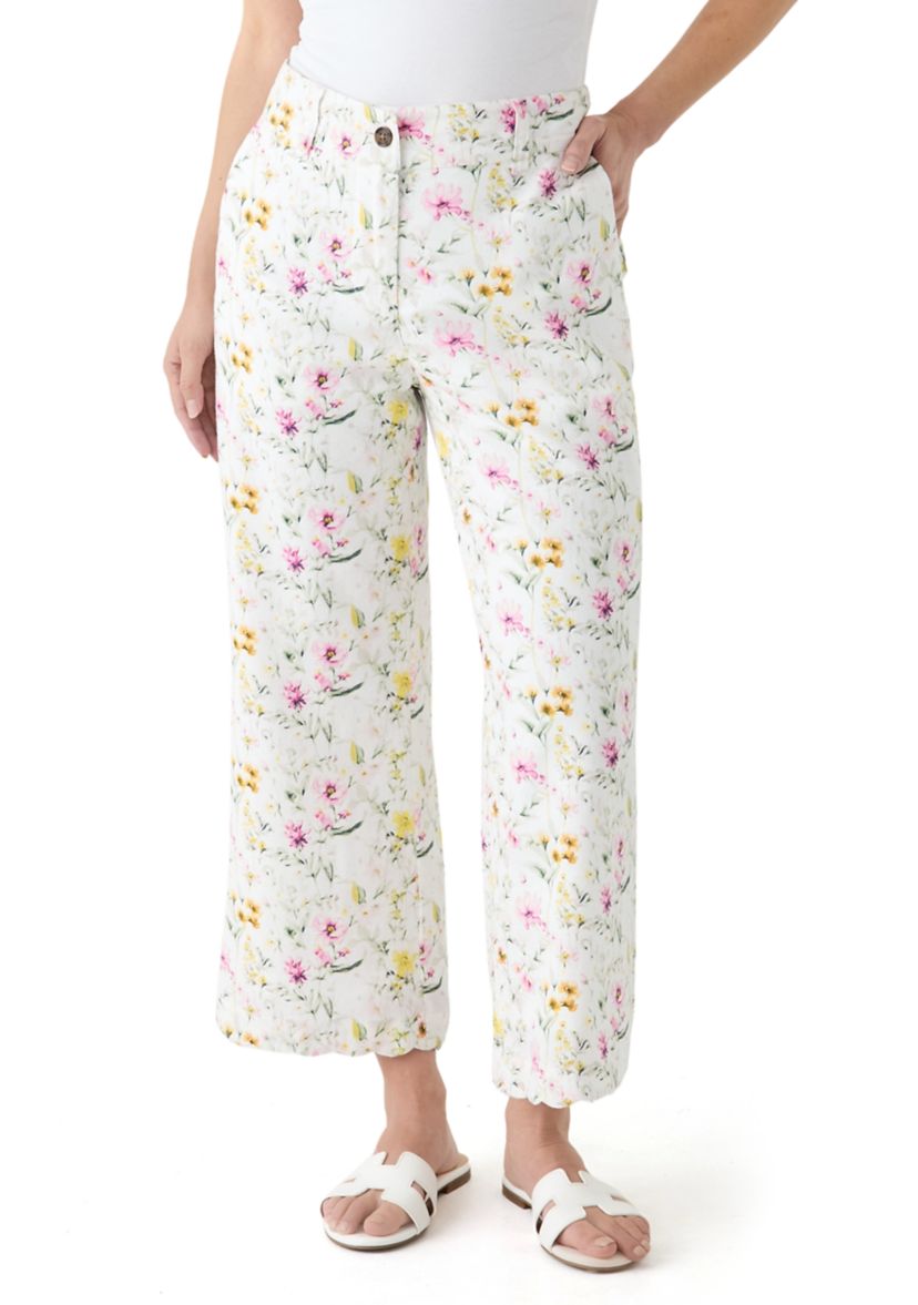 Petite Linen Scalloped Pants