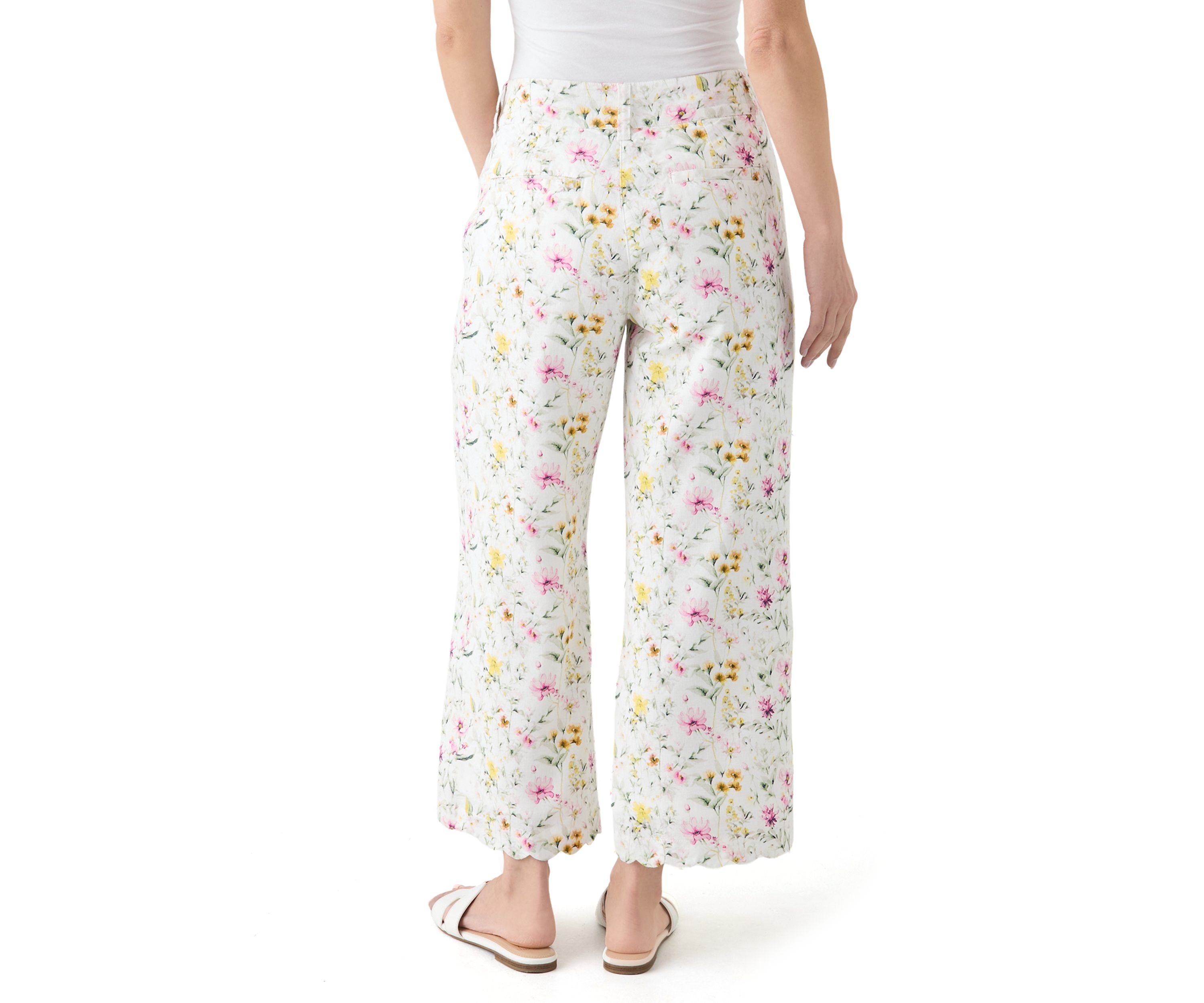 Petite Linen Scalloped Pants