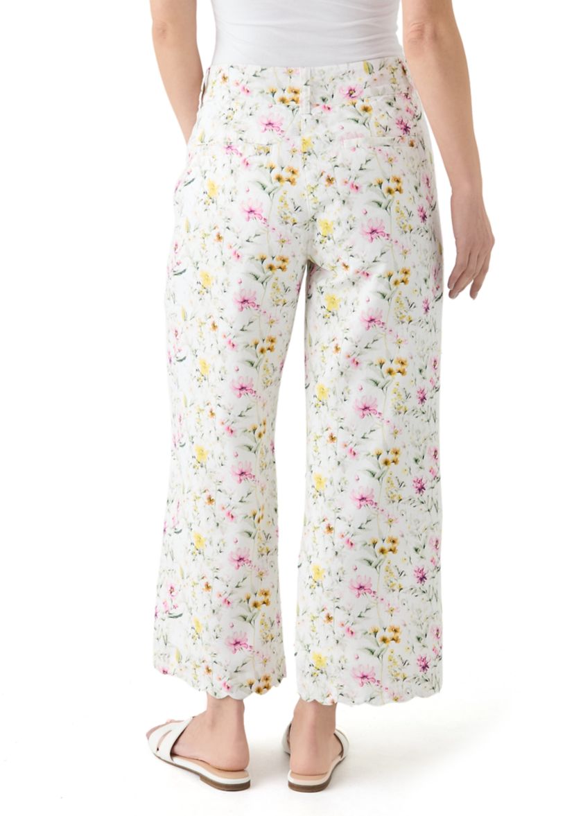 Petite Linen Scalloped Pants