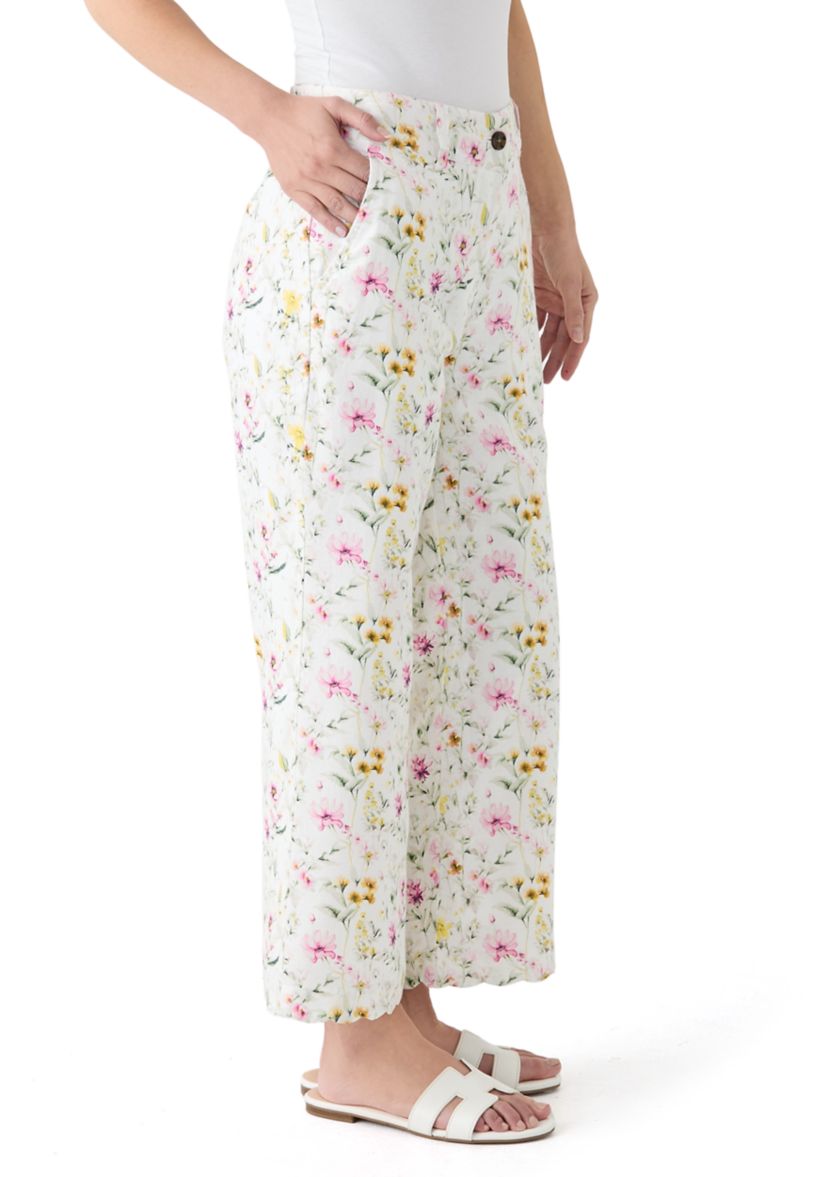 Petite Linen Scalloped Pants