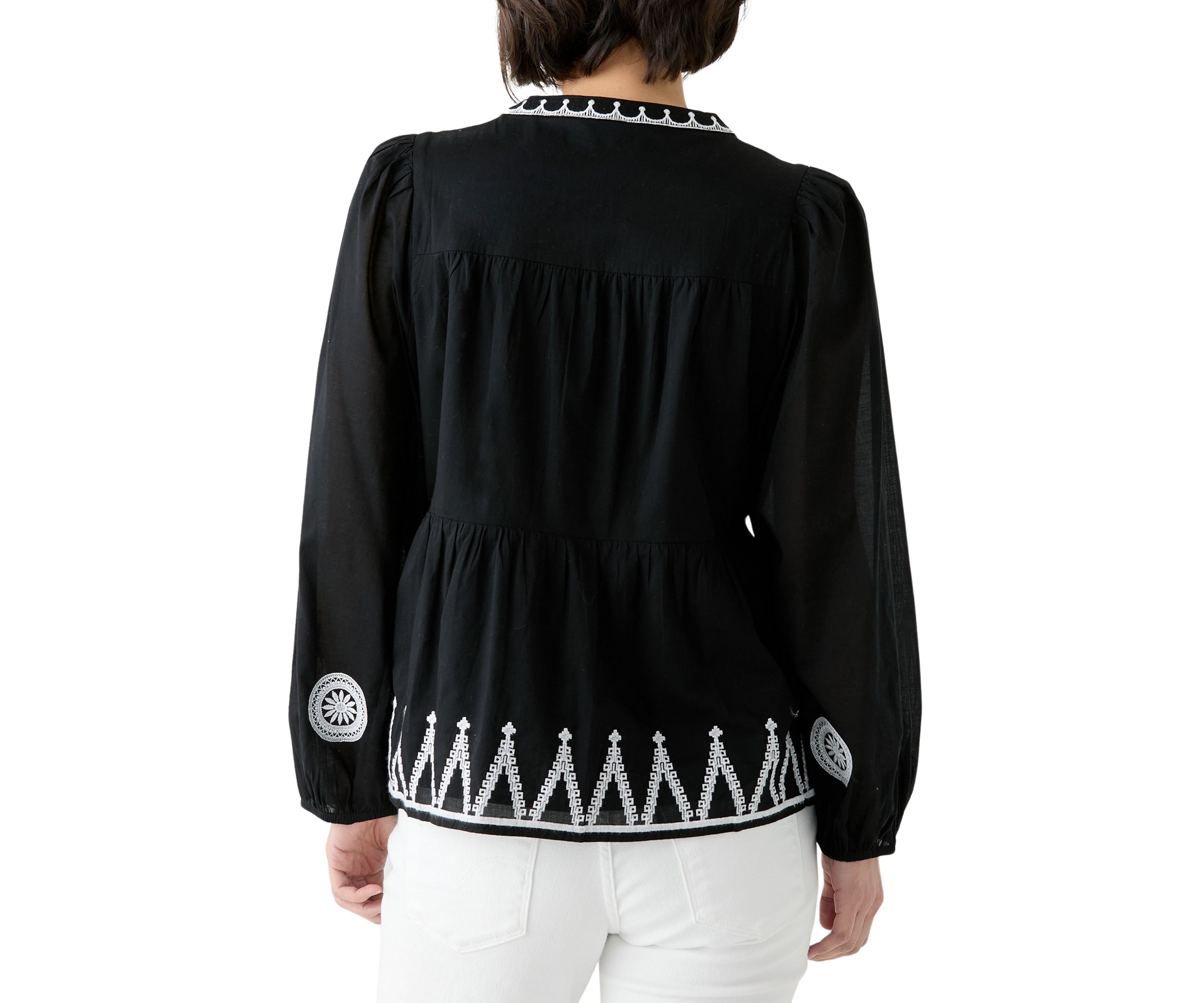 Petite Embroidered Peasant Top 