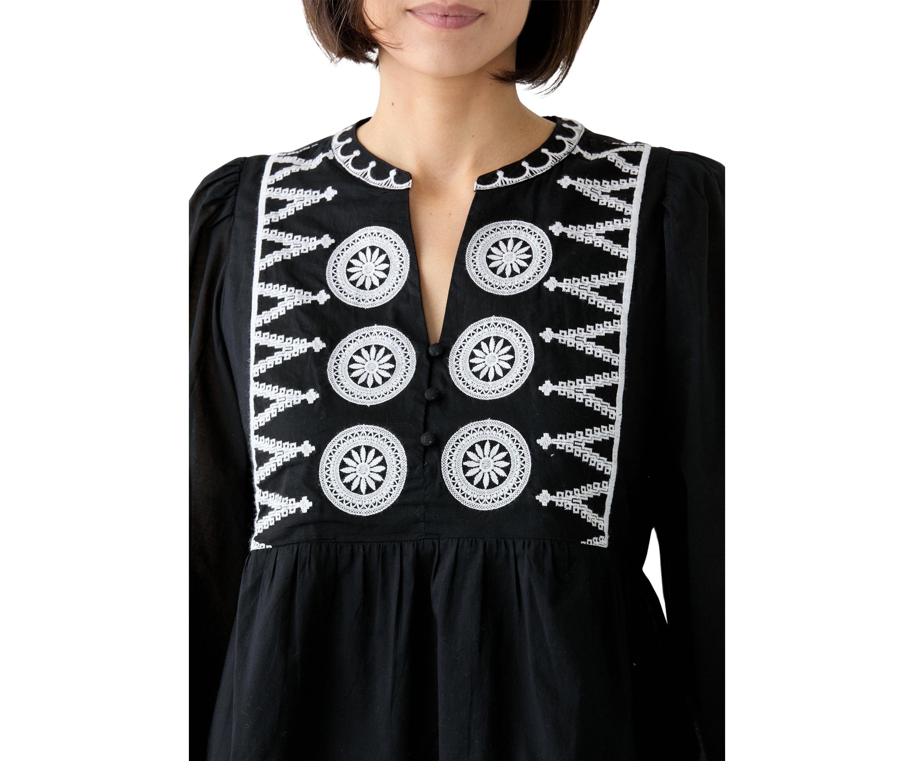 Petite Embroidered Peasant Top 