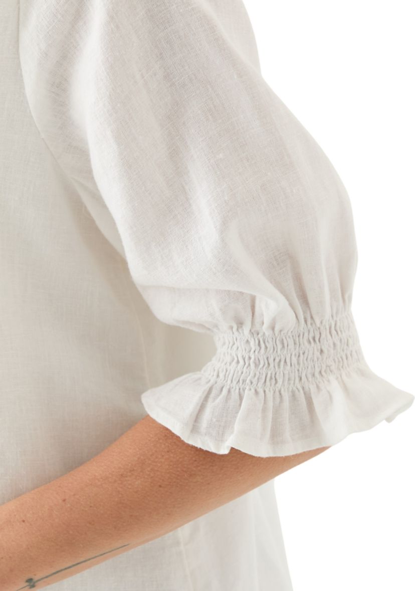 Petite Linen Blend Button Down Shirt 