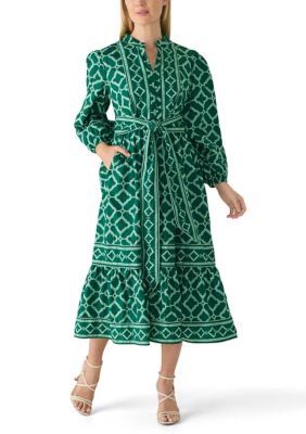 Crown & Ivy Women's Petite Long Sleeve Midi Split Neck Dress