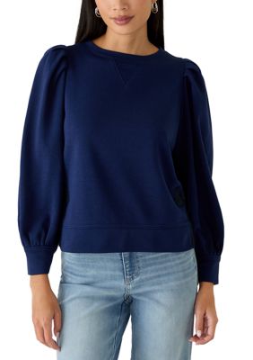 Crown & Ivy Women's Petite Long Sleeve Bow Sweatshirt