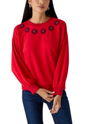 Crown & Ivy Women's Petite Long Sleeve Sweeper Top