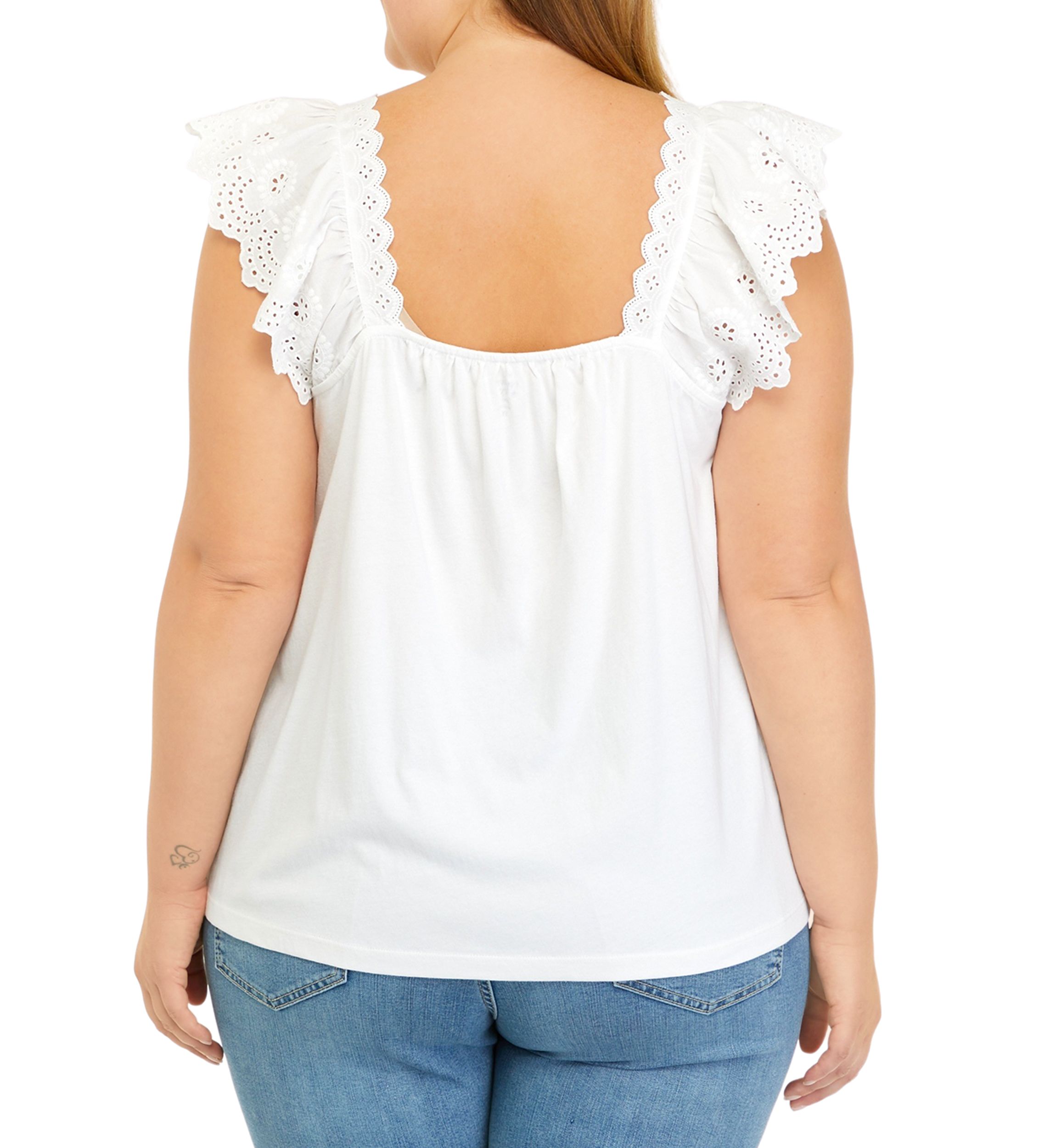 Plus Size Eyelet Trim Tank 