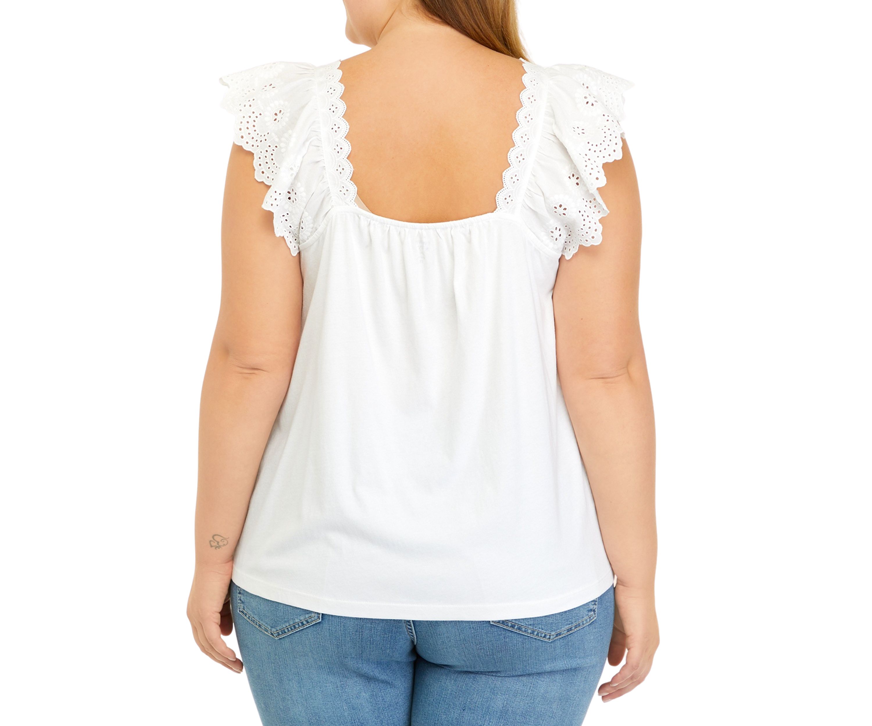 Plus Size Eyelet Trim Tank 