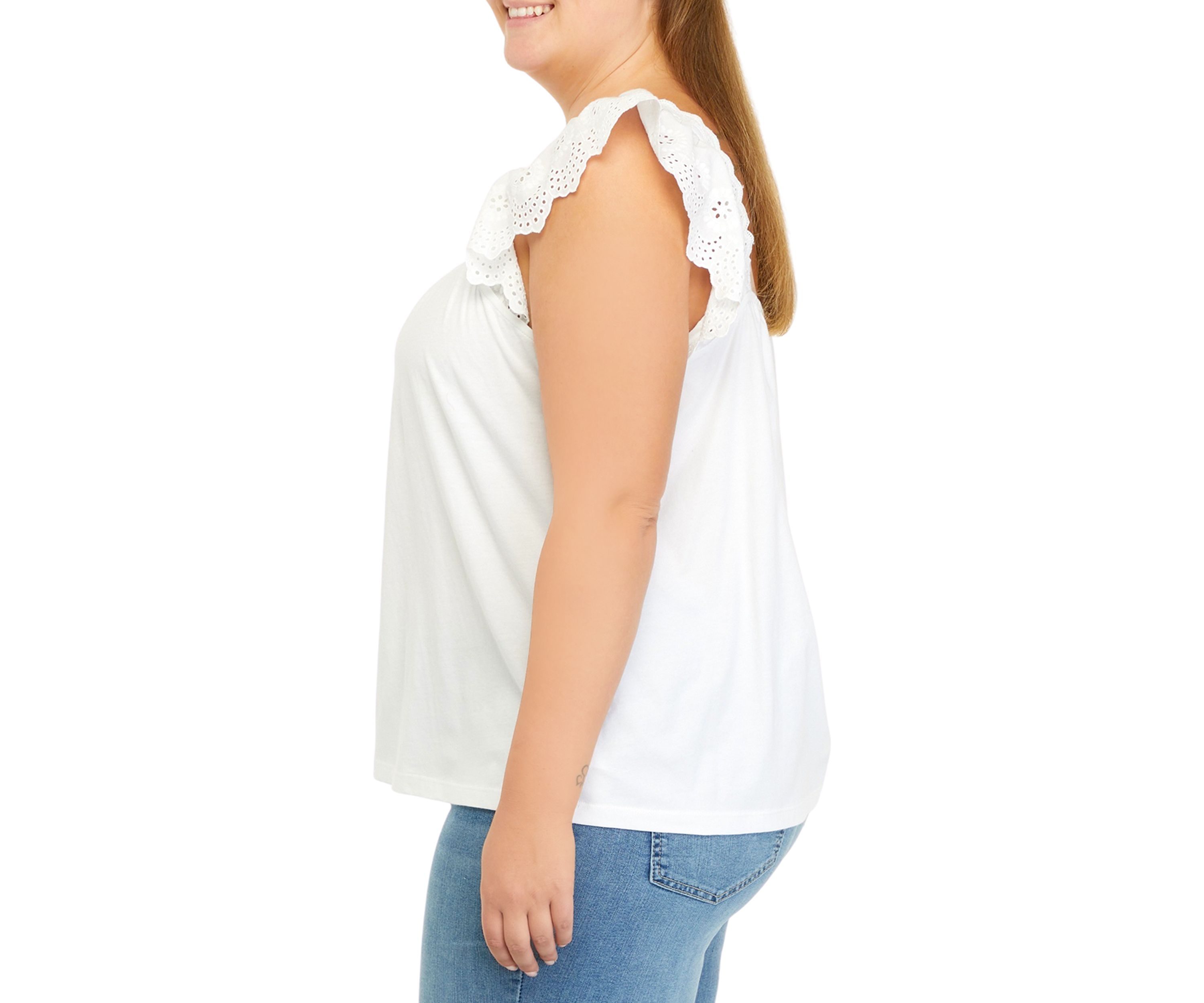 Plus Size Eyelet Trim Tank 