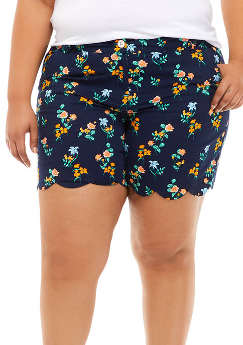 Crown & Ivy™ Plus Size Shelby Scalloped Shorts