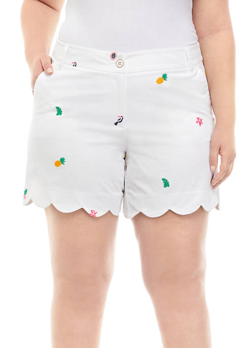 Crown & Ivy™ Plus Size Shelby Scallop Shorts