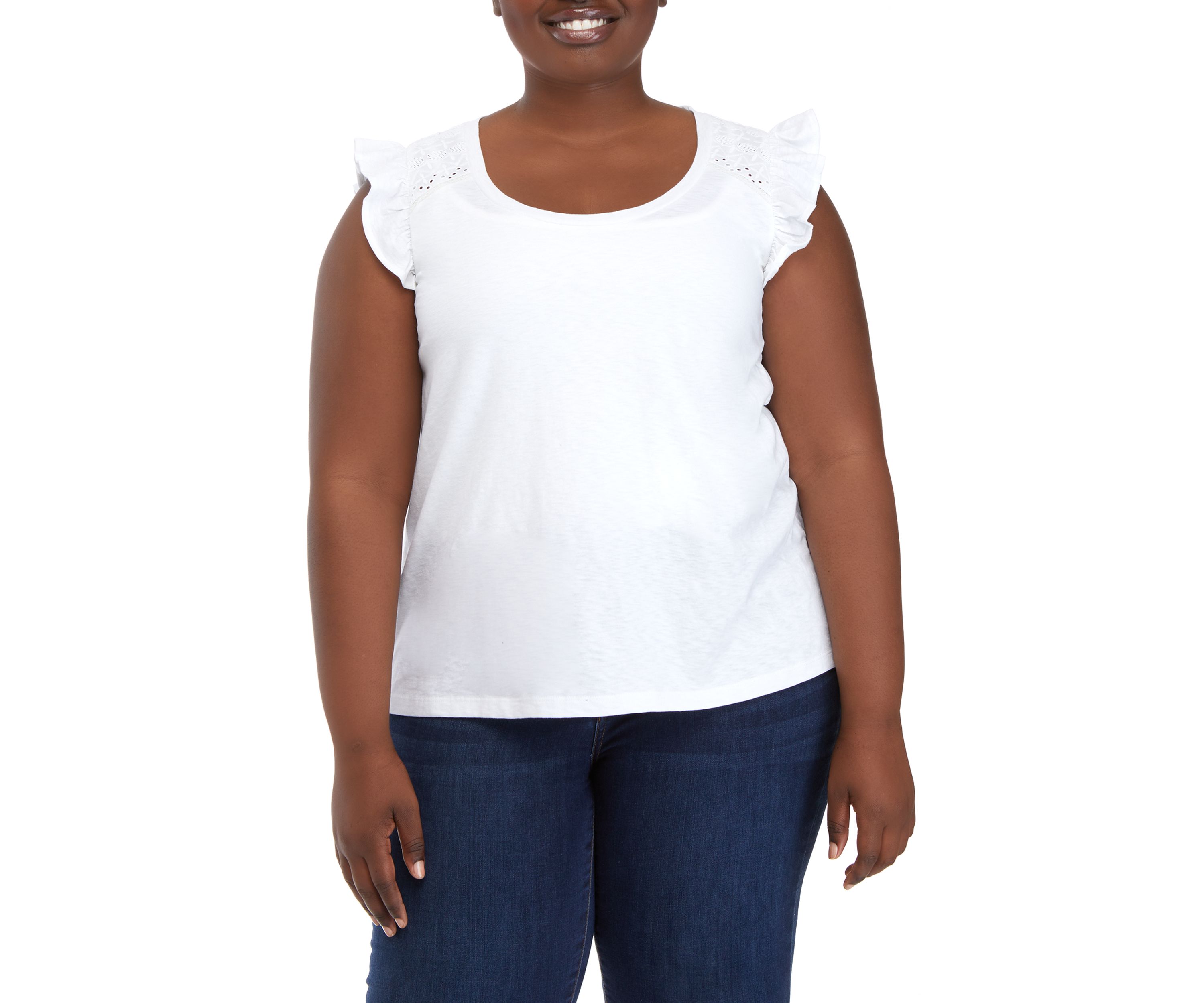 Plus Size Ruffle Eyelet Top