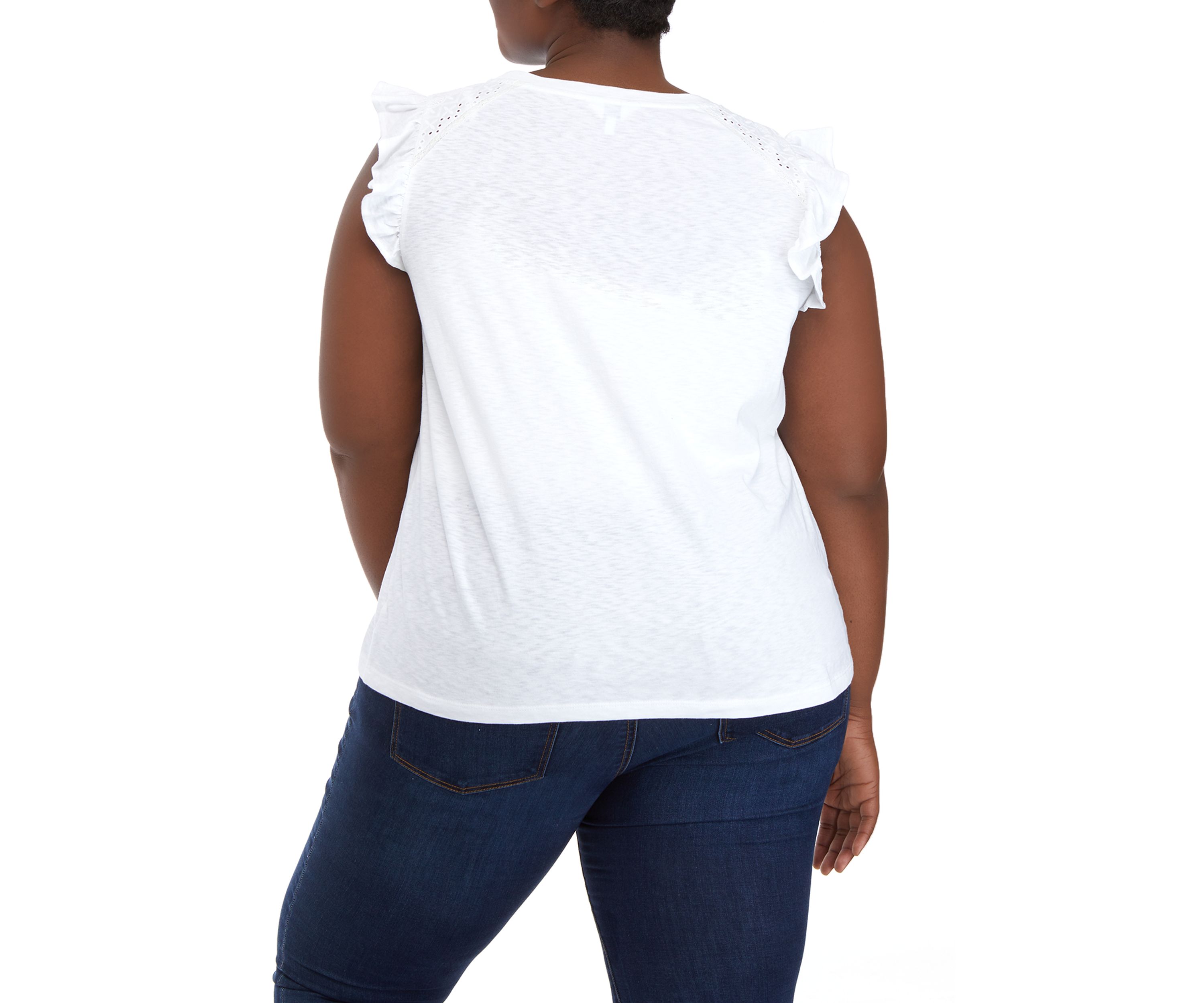 Plus Size Ruffle Eyelet Top