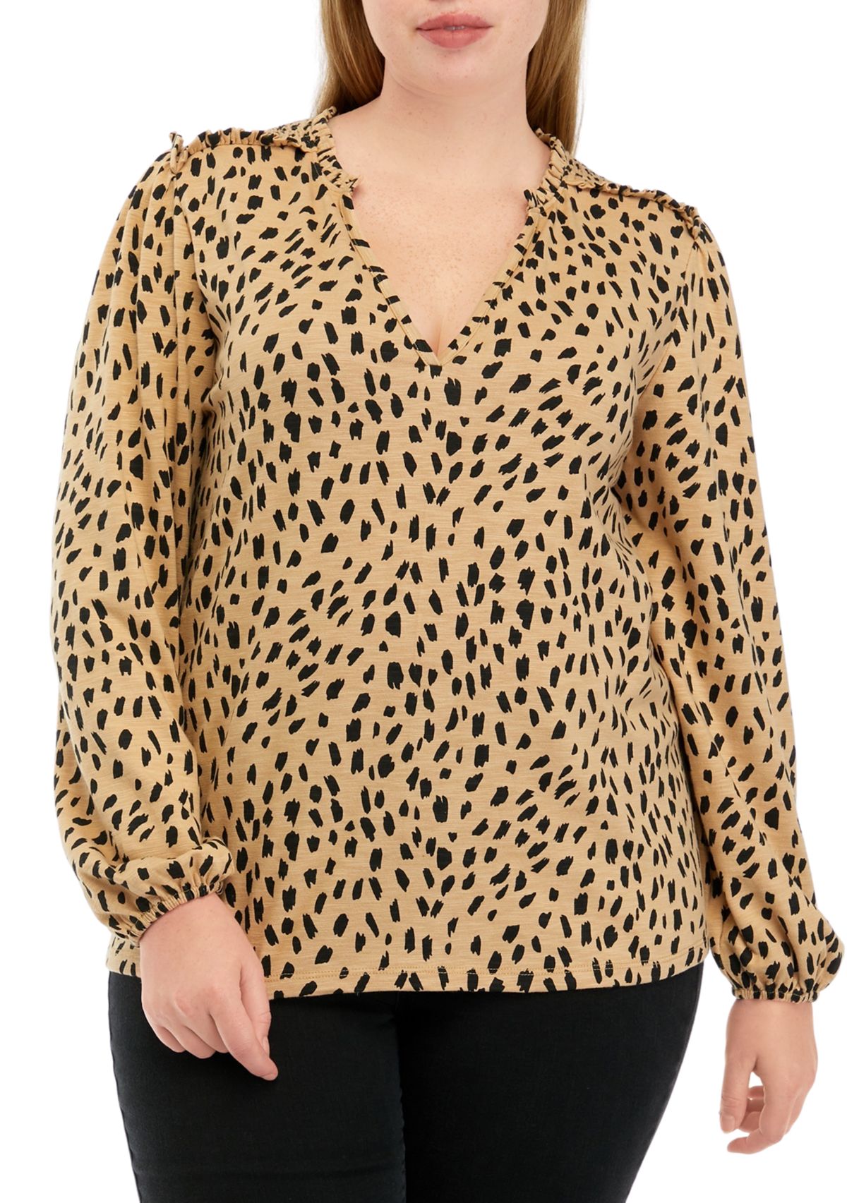 Plus Size Printed V-Neck Top