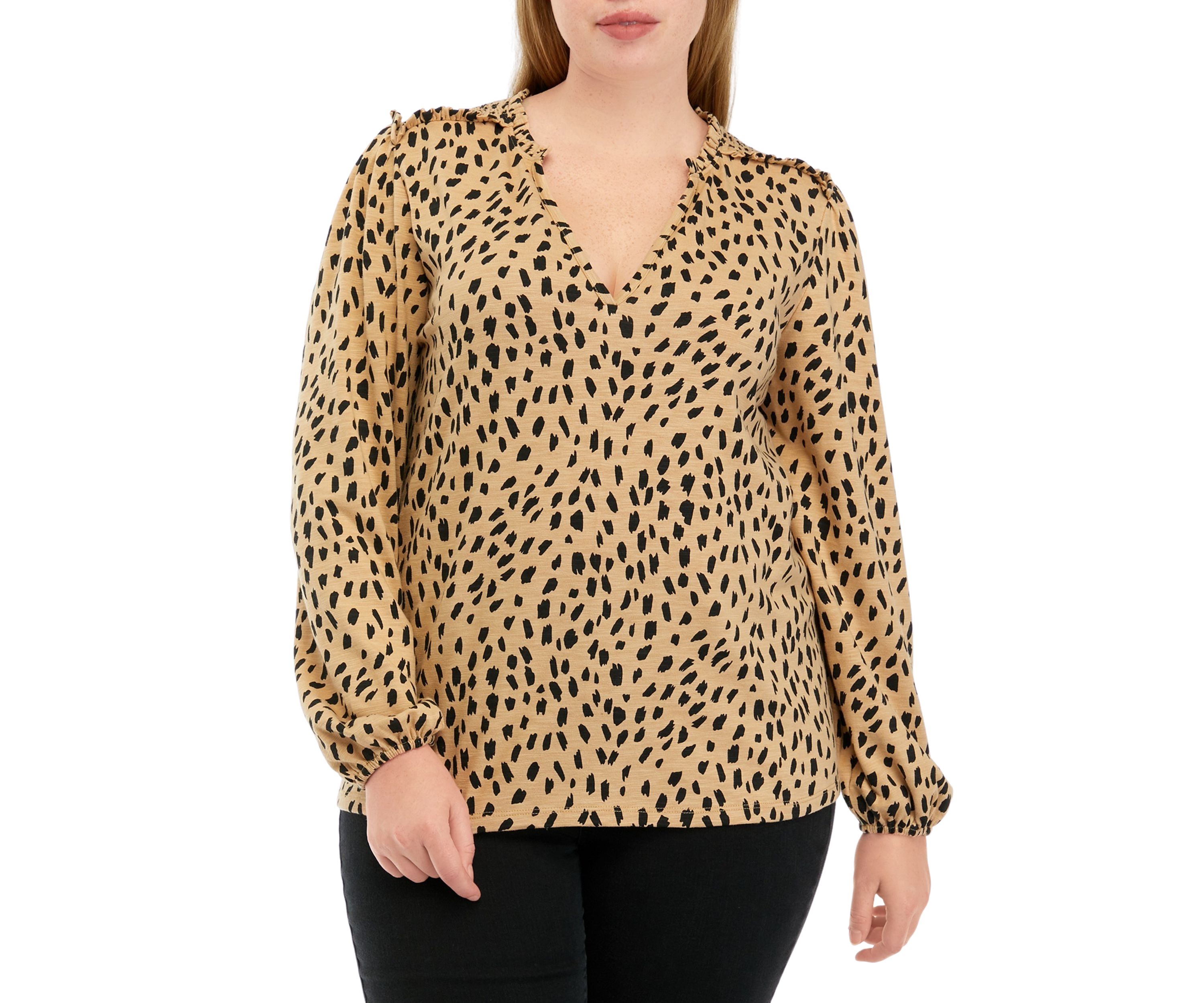 Plus Size Printed V-Neck Top