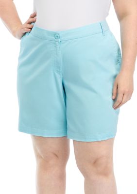 Alivia Ford Bermuda Shorts for Women, Frayed Hem Cotton Spandex Casual  Shorts High-Waisted Plus Size Shorts (Blue Bell, 14W) at  Women's  Clothing store