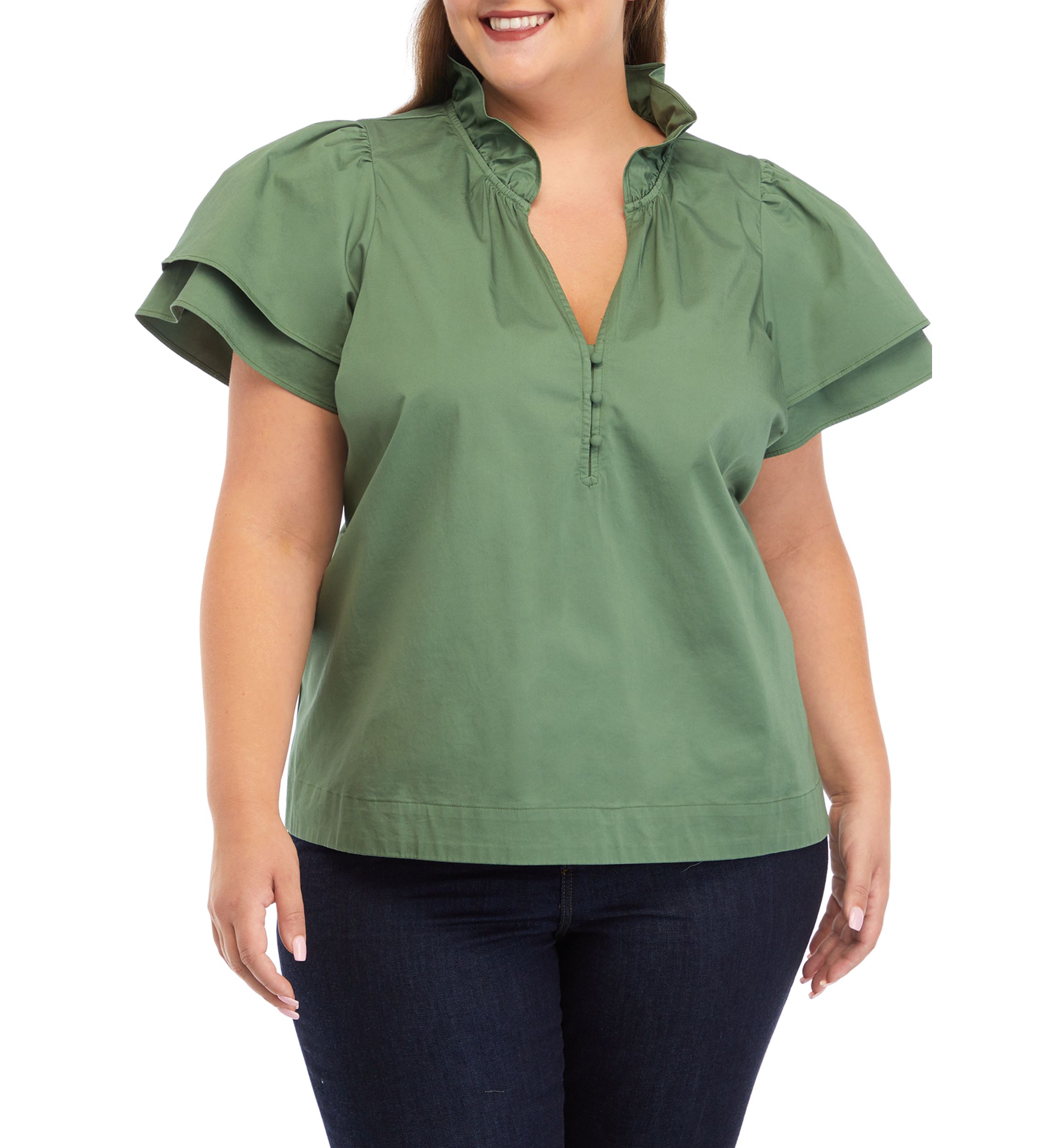 Plus Size Flutter Sleeve Top