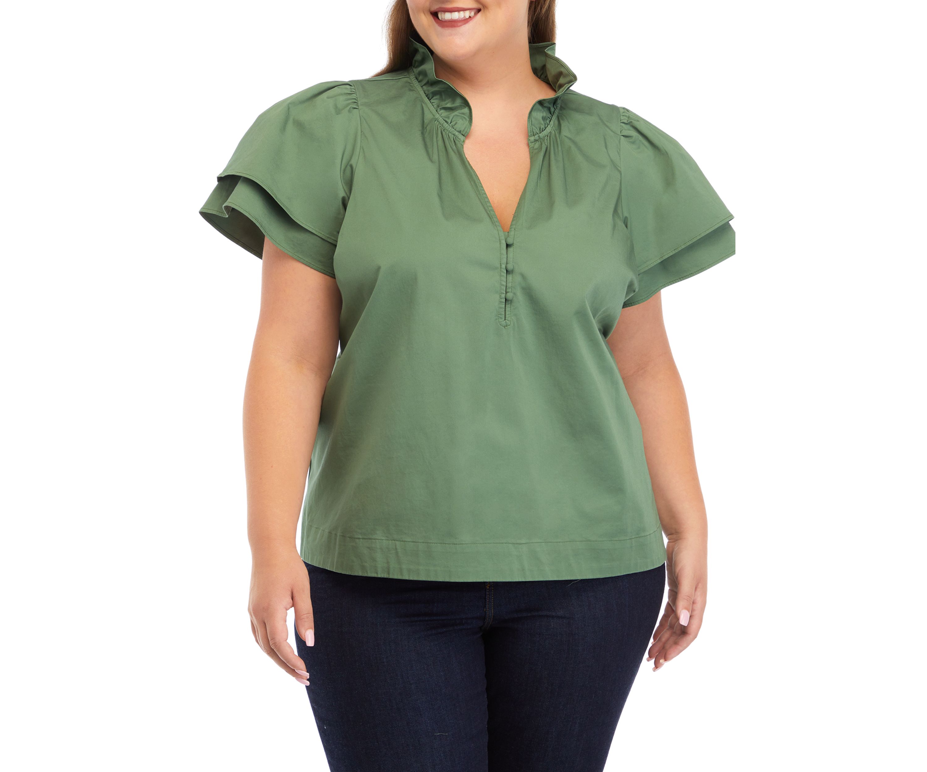 Plus Size Flutter Sleeve Top