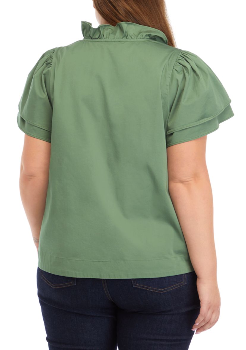 Plus Size Flutter Sleeve Top