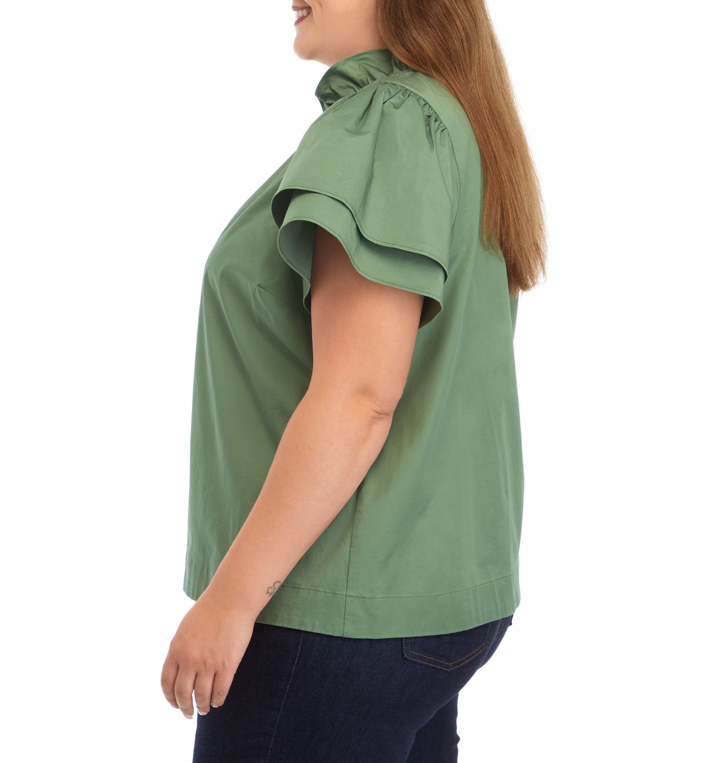 Plus Size Flutter Sleeve Top