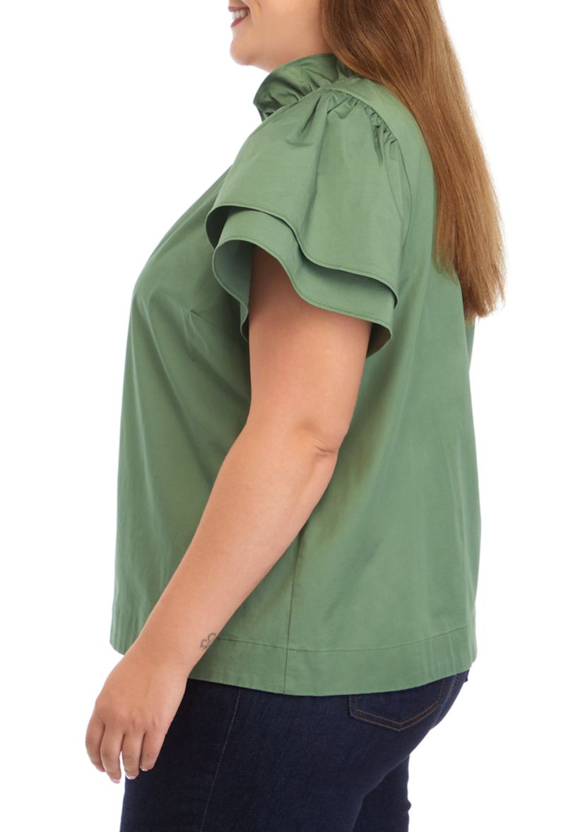 Plus Size Flutter Sleeve Top