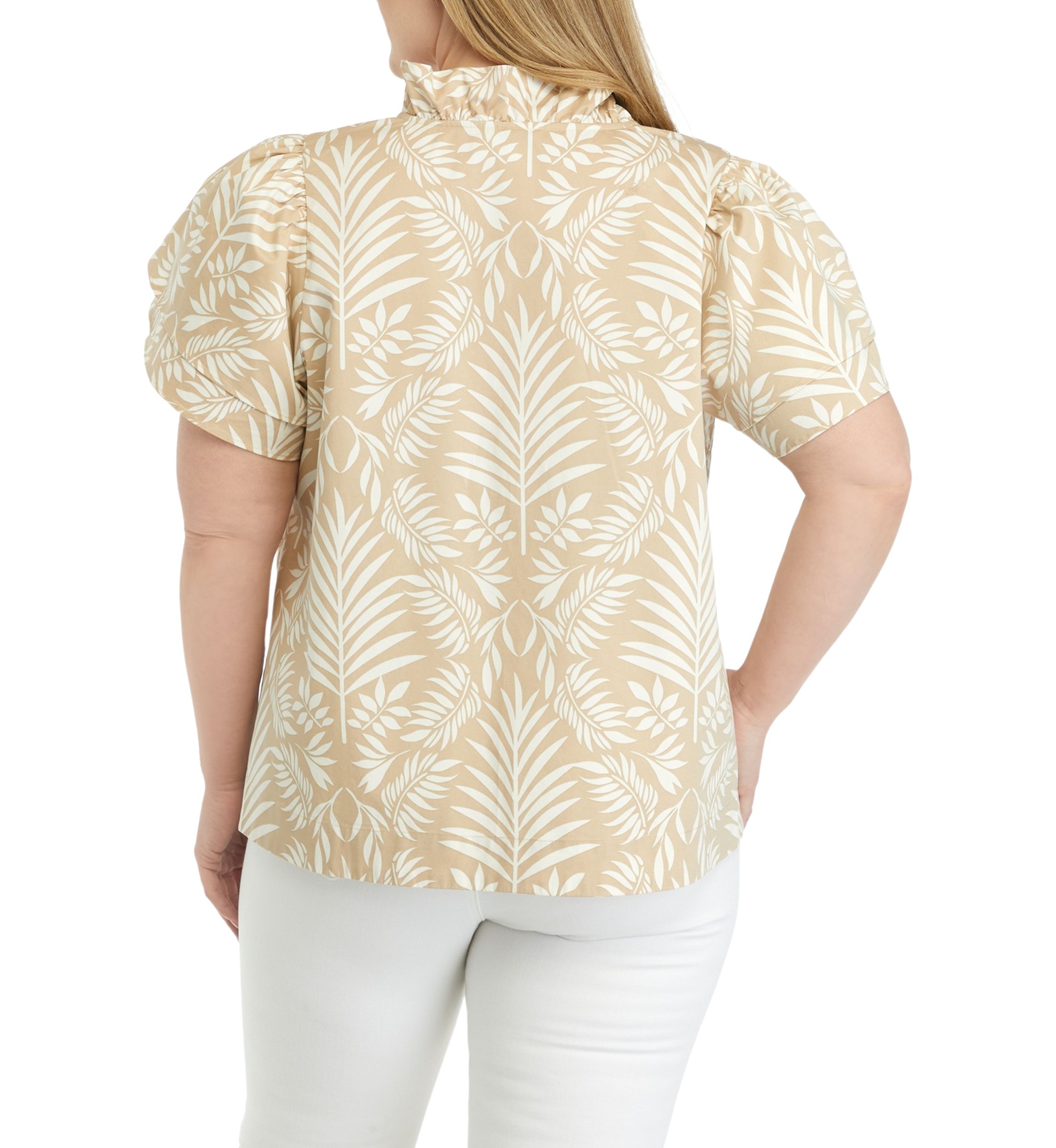 Plus Size Printed Flutter Sleeve Top
