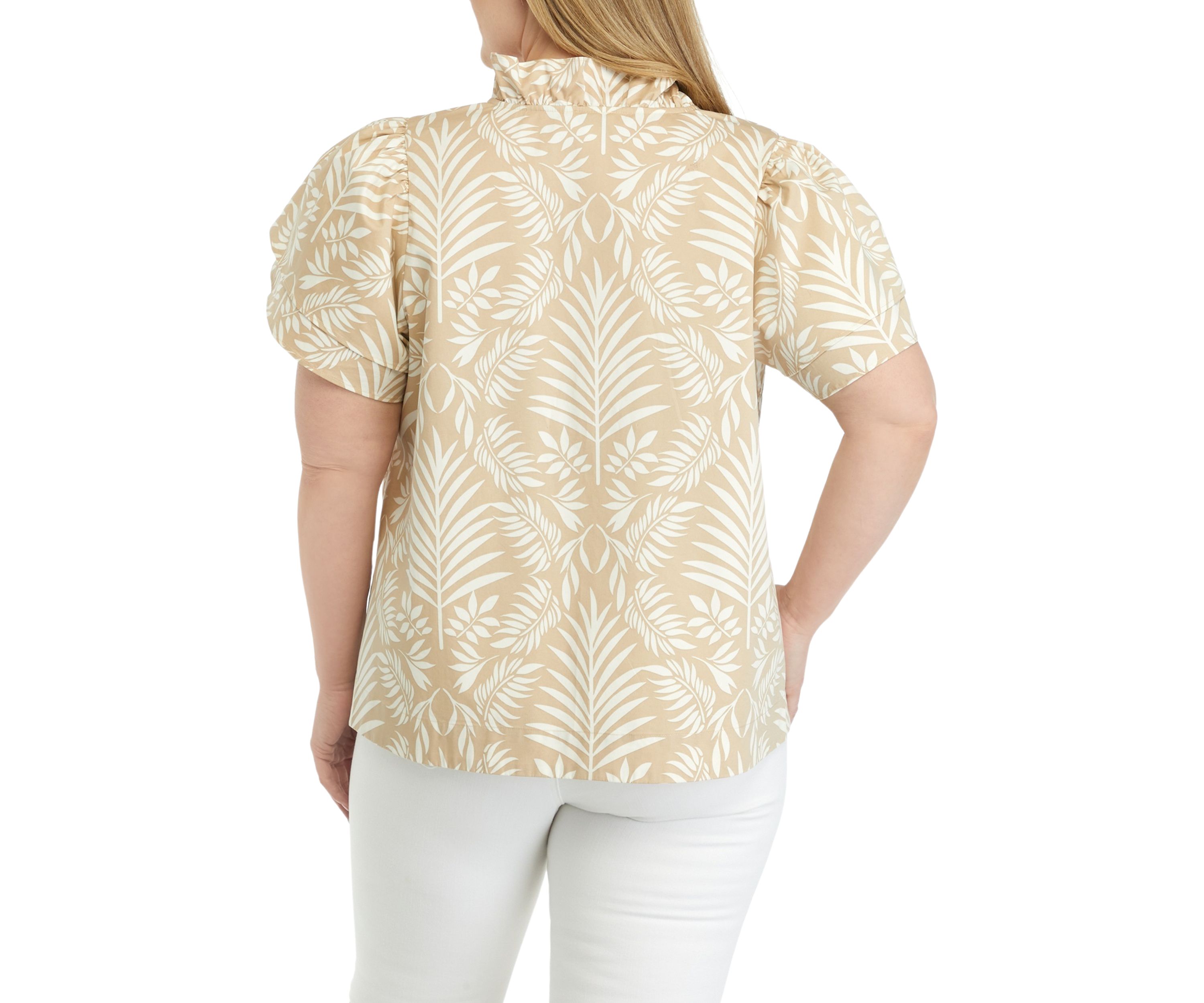Plus Size Printed Flutter Sleeve Top