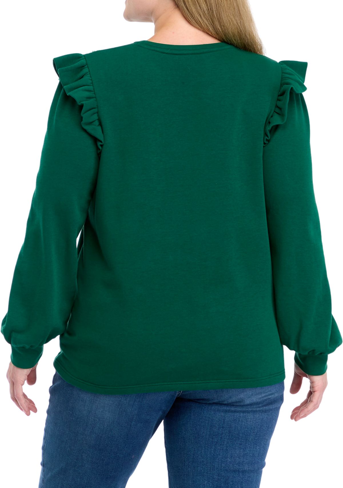 Plus Size Long Sleeve Ruffle Trim Top 