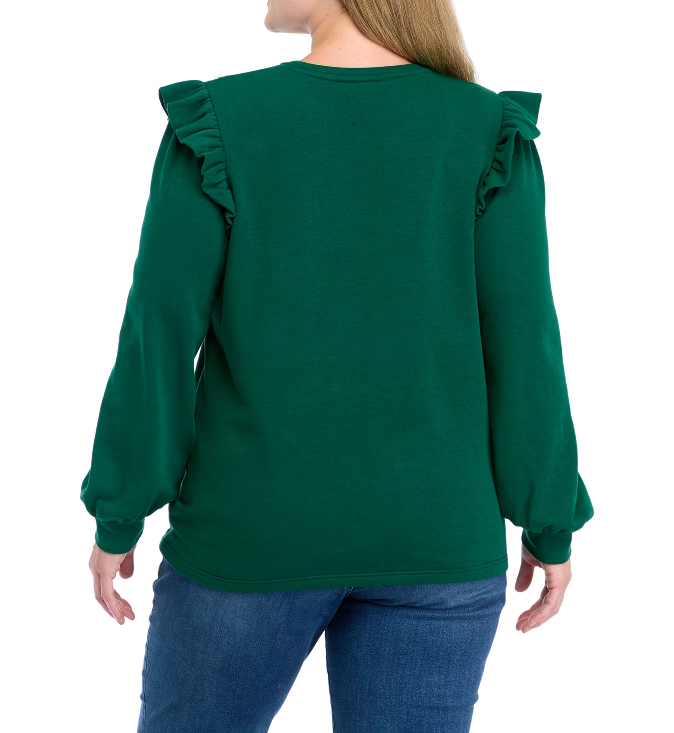 Plus Size Long Sleeve Ruffle Trim Top 