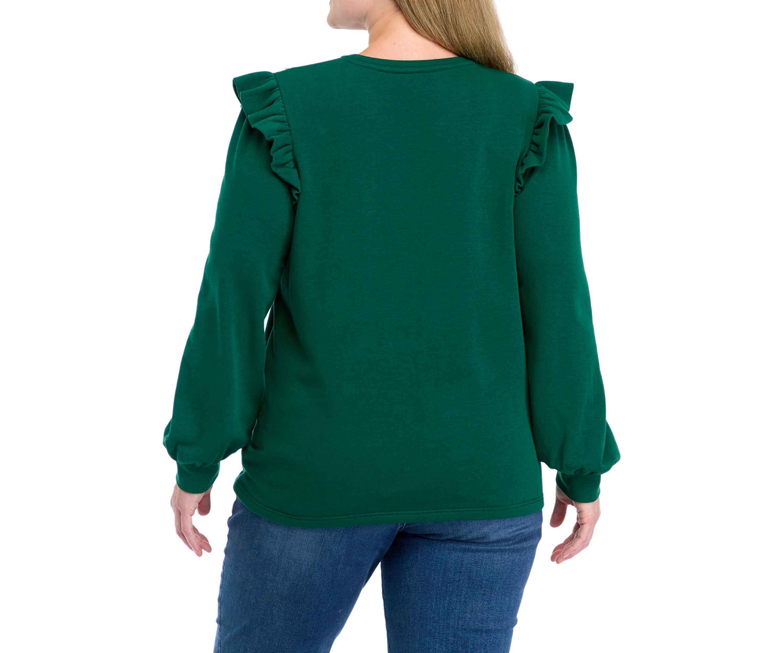 Plus Size Long Sleeve Ruffle Trim Top 