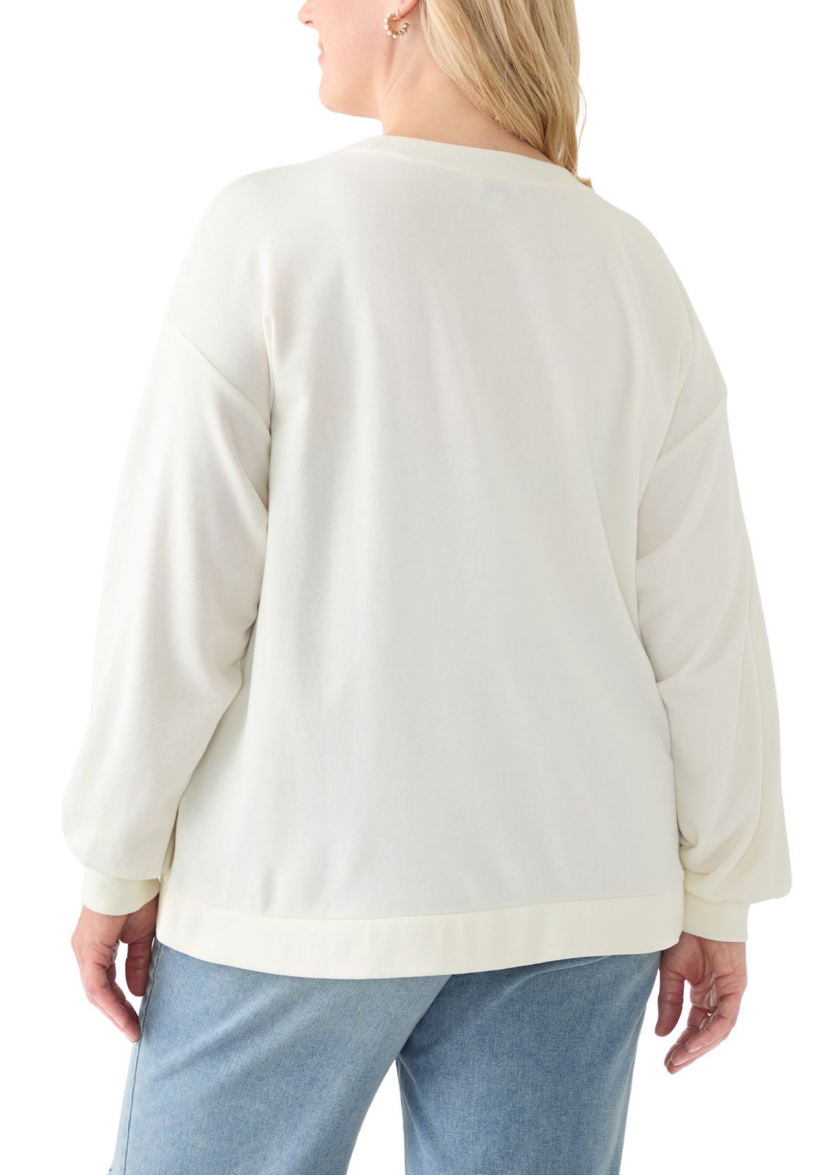 Plus Size Long Sleeve Patch Sweeper Sweatshirt