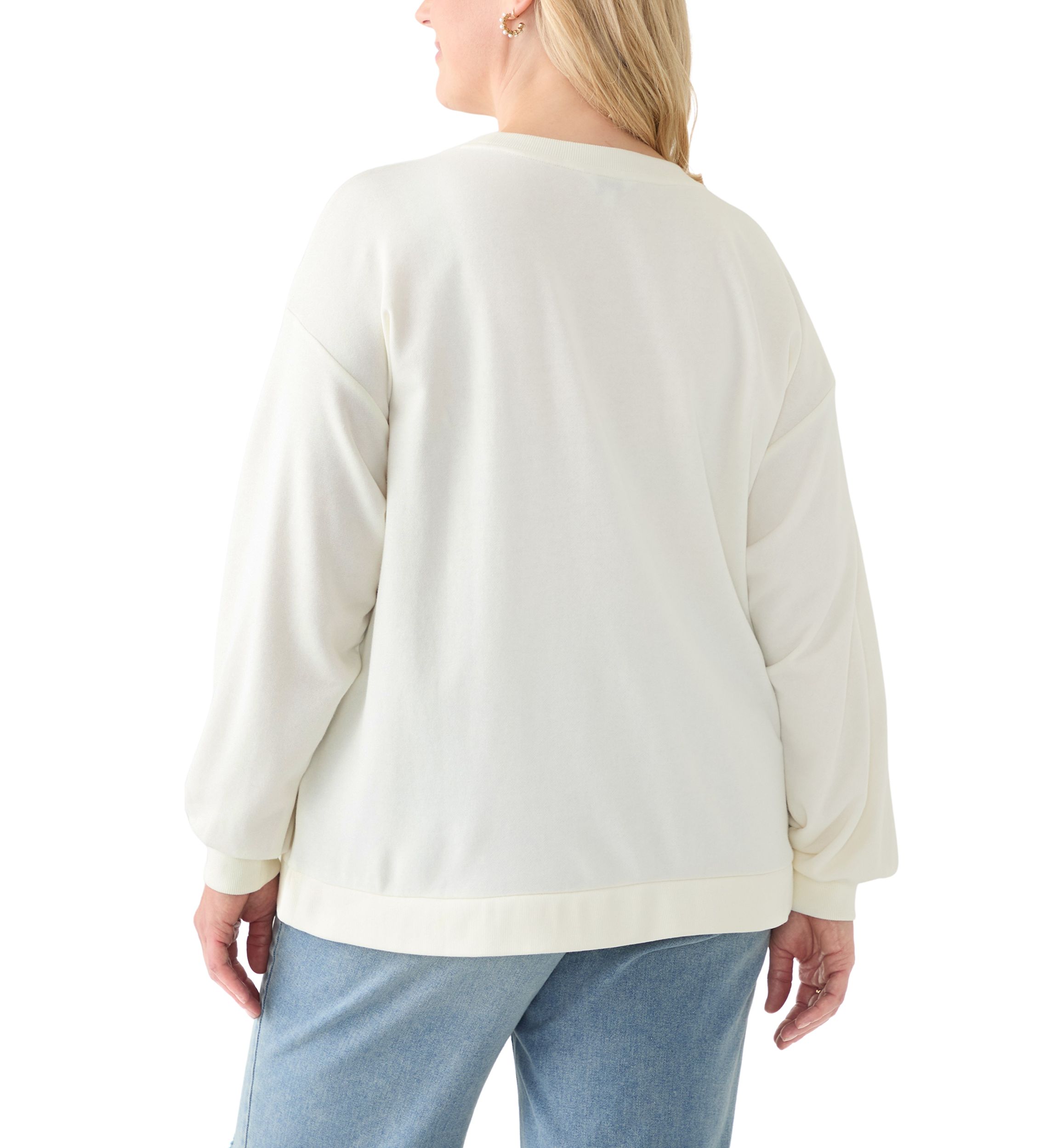 Plus Size Long Sleeve Patch Sweeper Sweatshirt