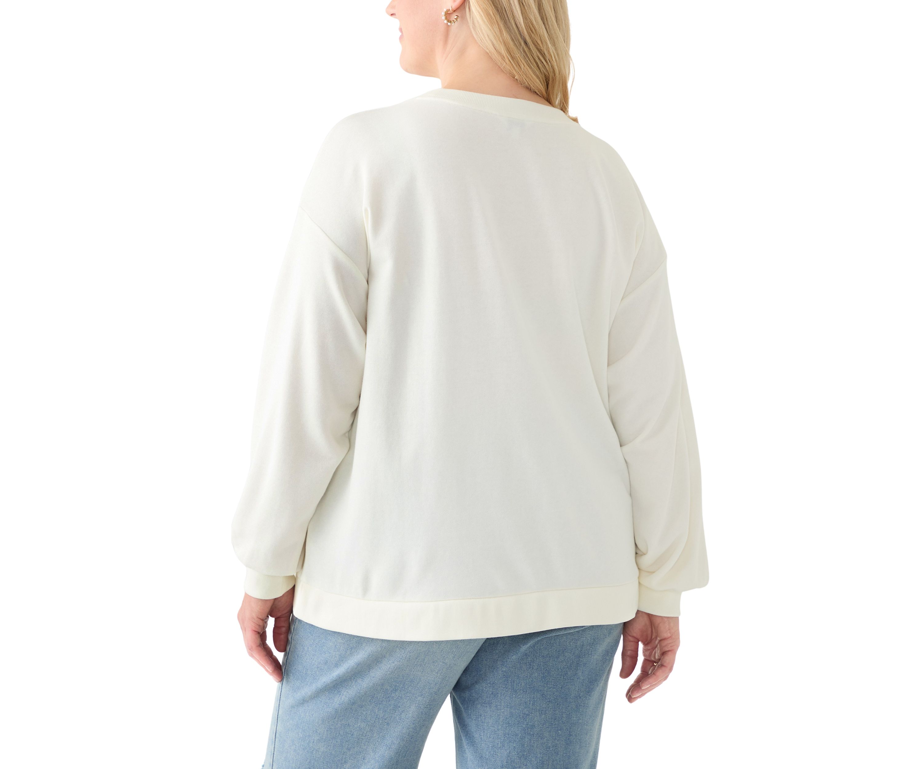 Plus Size Long Sleeve Patch Sweeper Sweatshirt