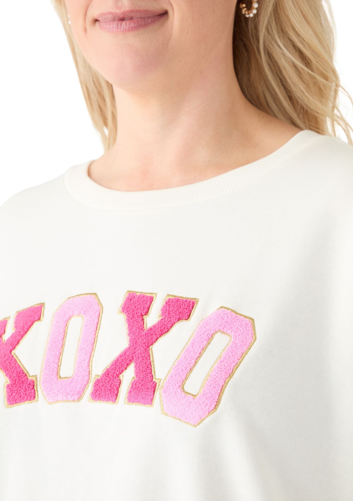 Plus Size Long Sleeve Patch Sweeper Sweatshirt