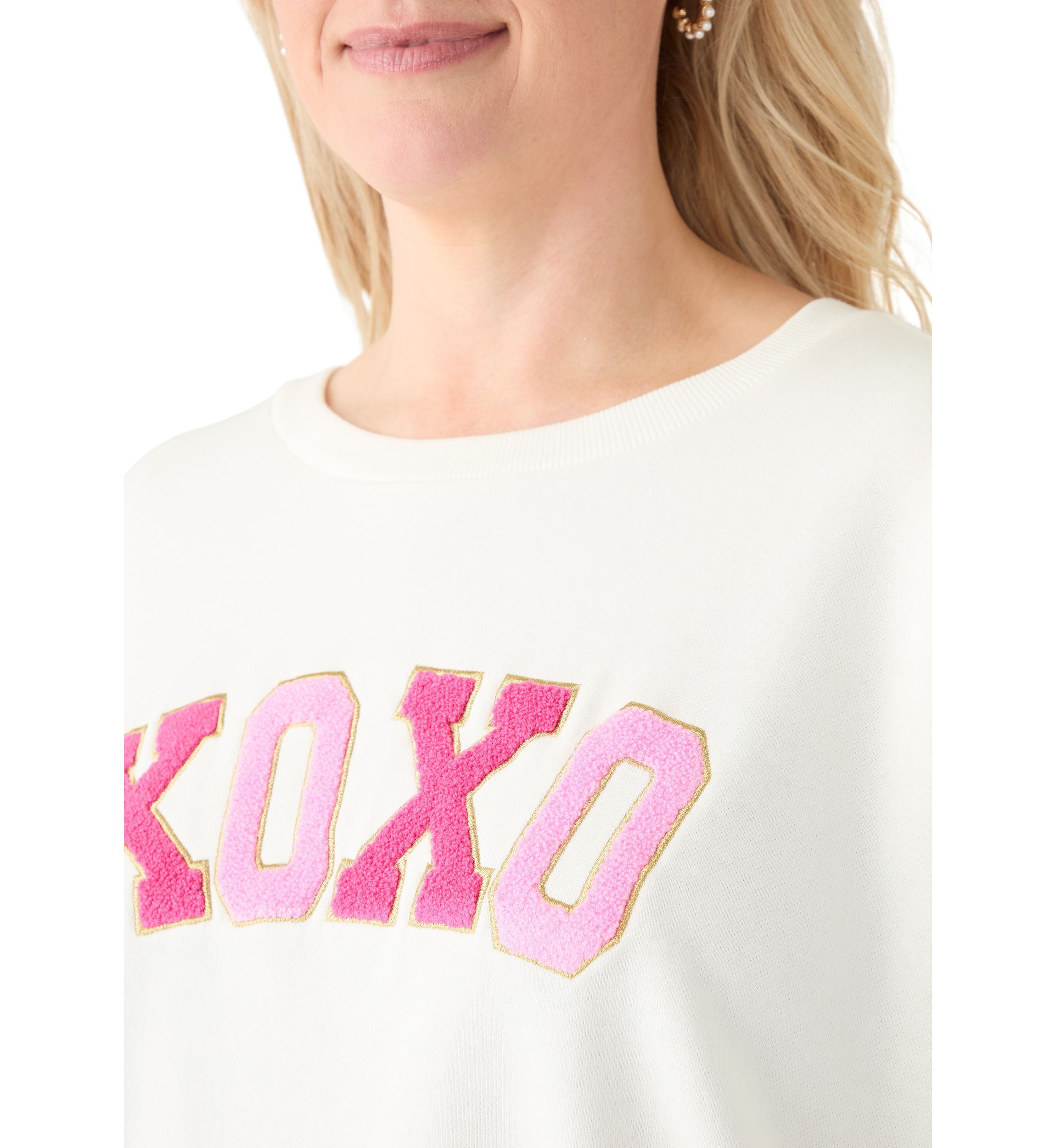 Plus Size Long Sleeve Patch Sweeper Sweatshirt