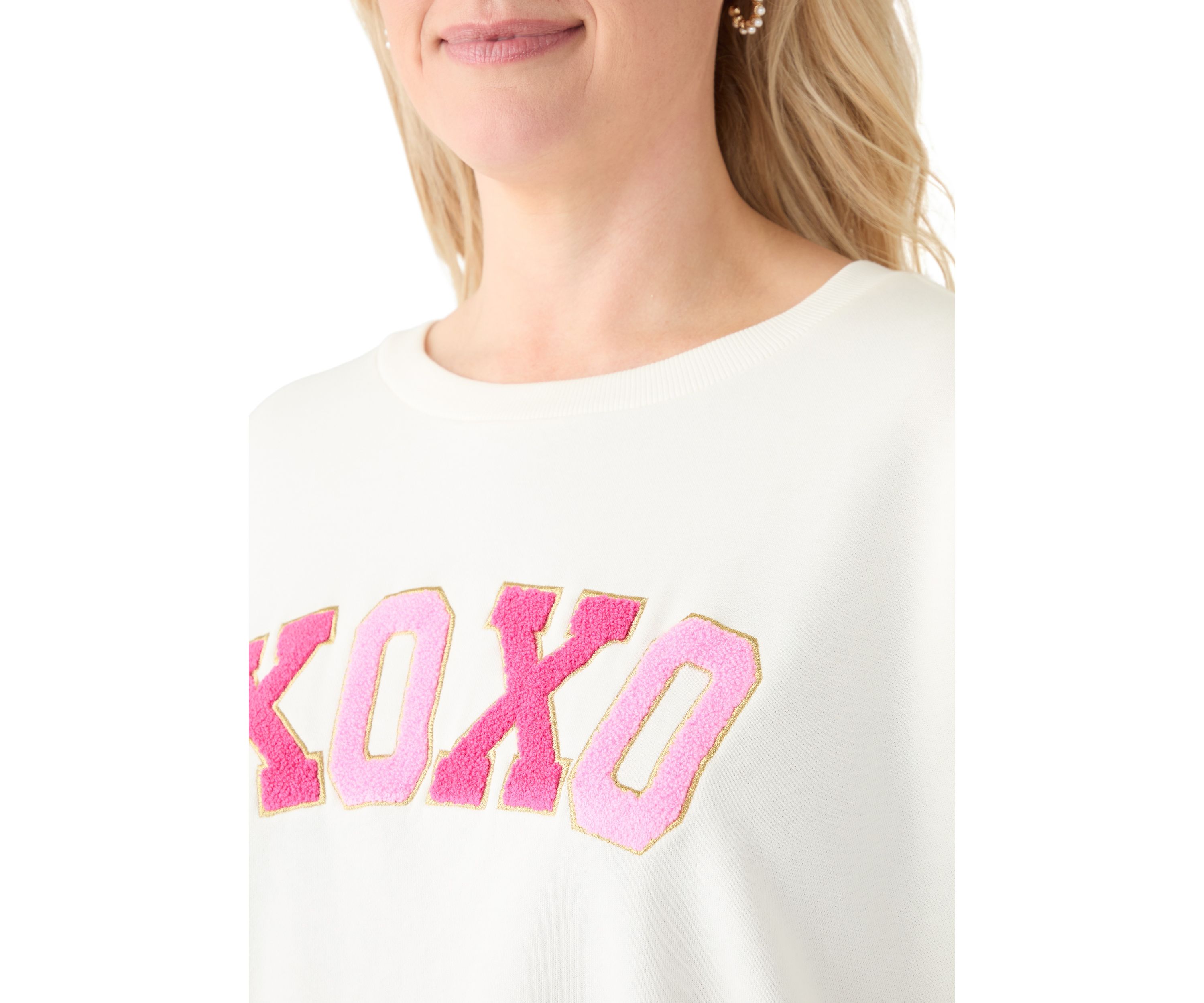 Plus Size Long Sleeve Patch Sweeper Sweatshirt