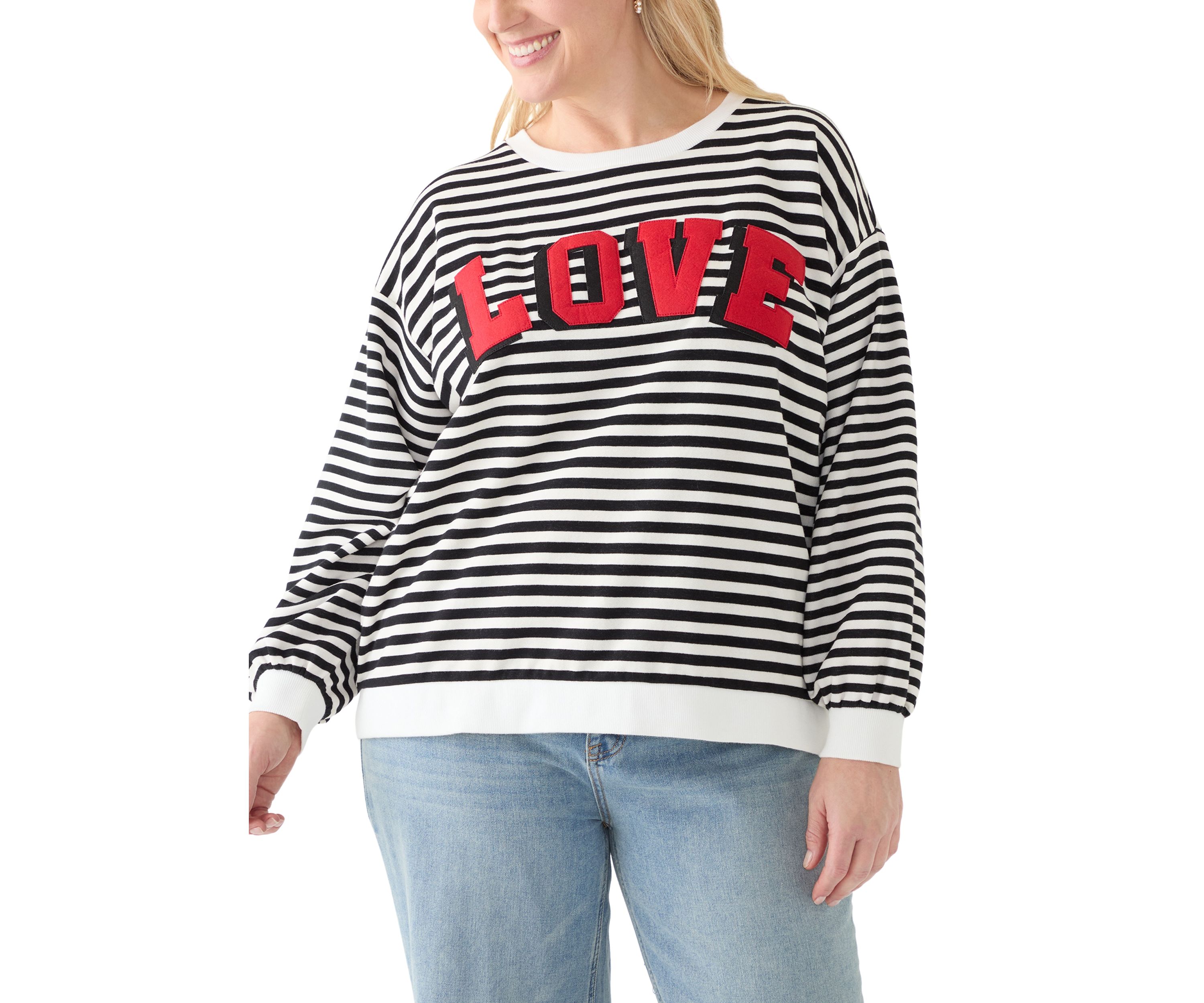 Plus Size Long Sleeve Patch Sweeper Sweatshirt