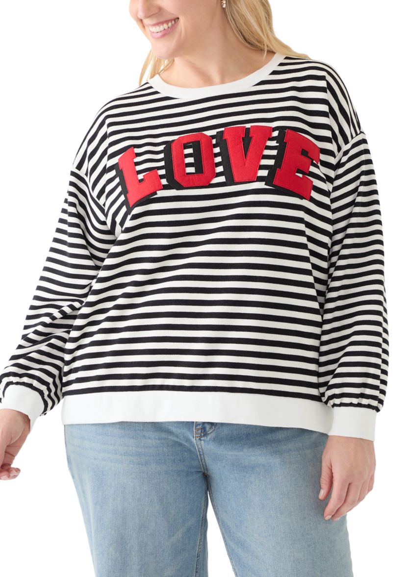 Plus Size Long Sleeve Patch Sweeper Sweatshirt