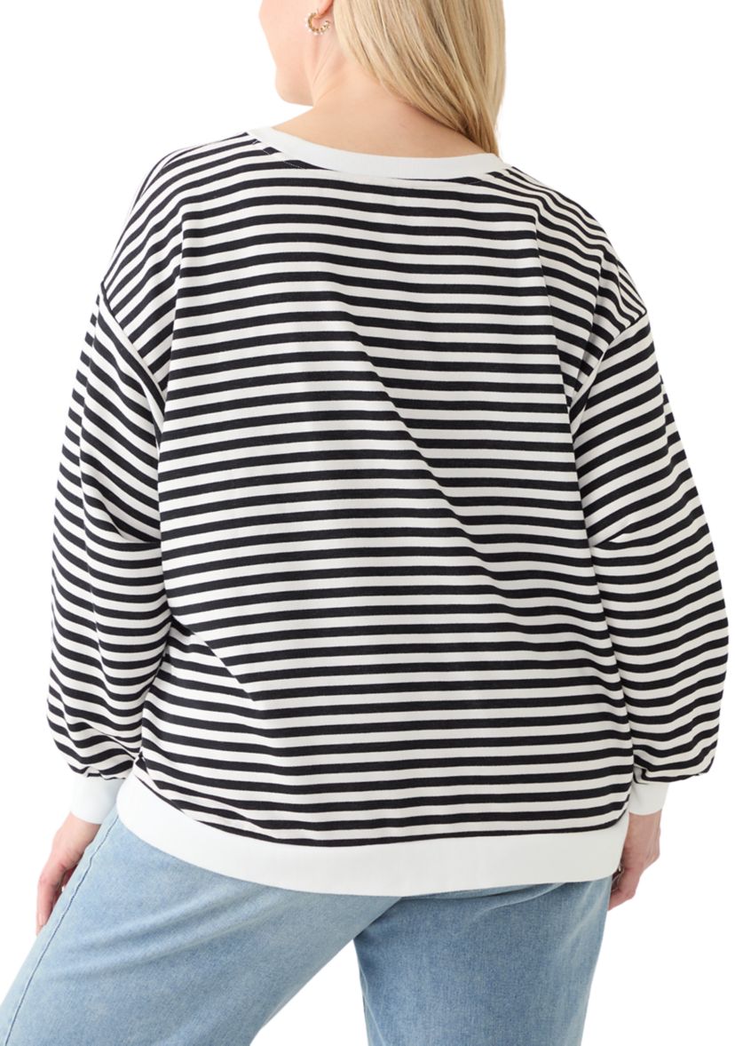 Plus Size Long Sleeve Patch Sweeper Sweatshirt