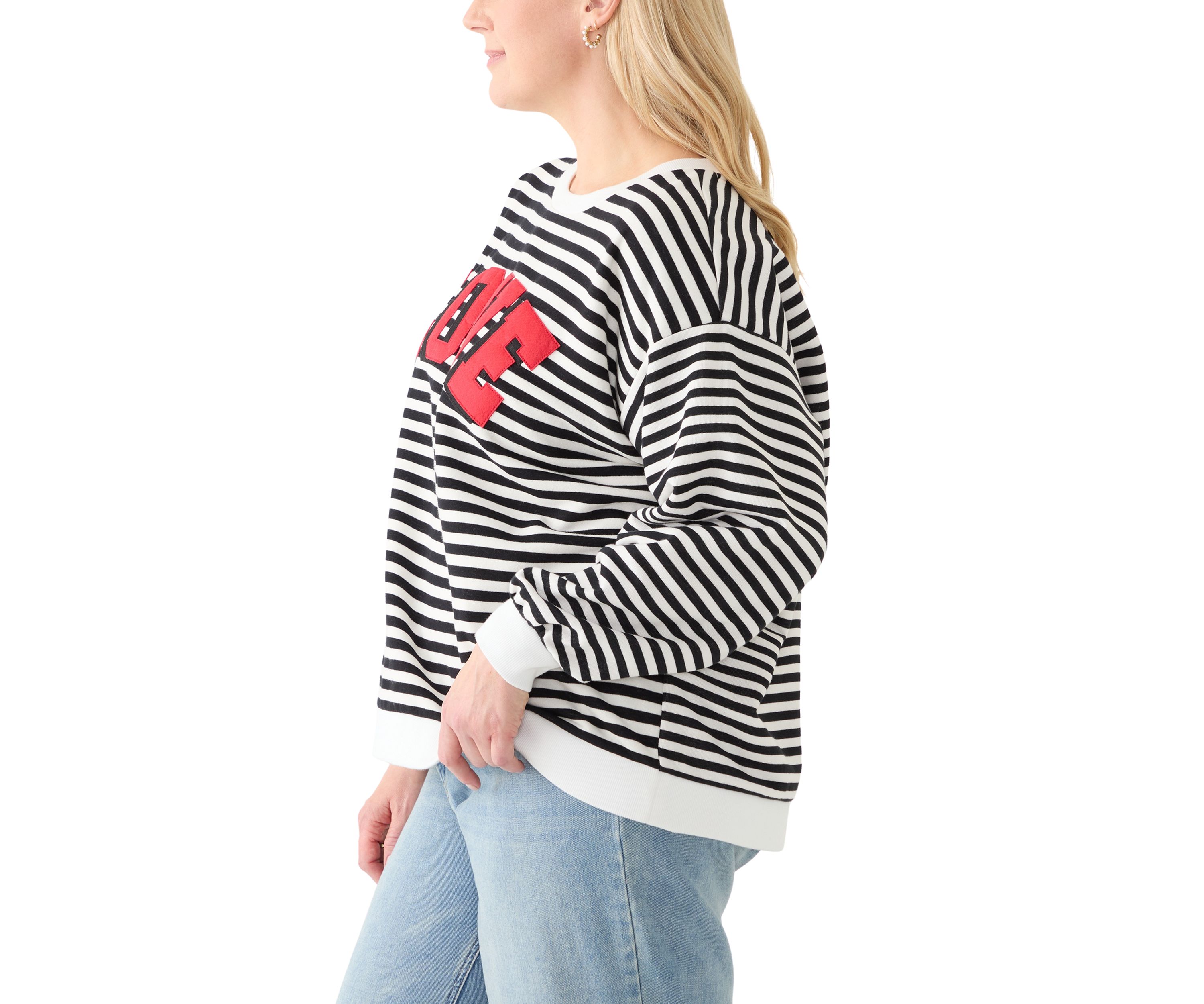 Plus Size Long Sleeve Patch Sweeper Sweatshirt