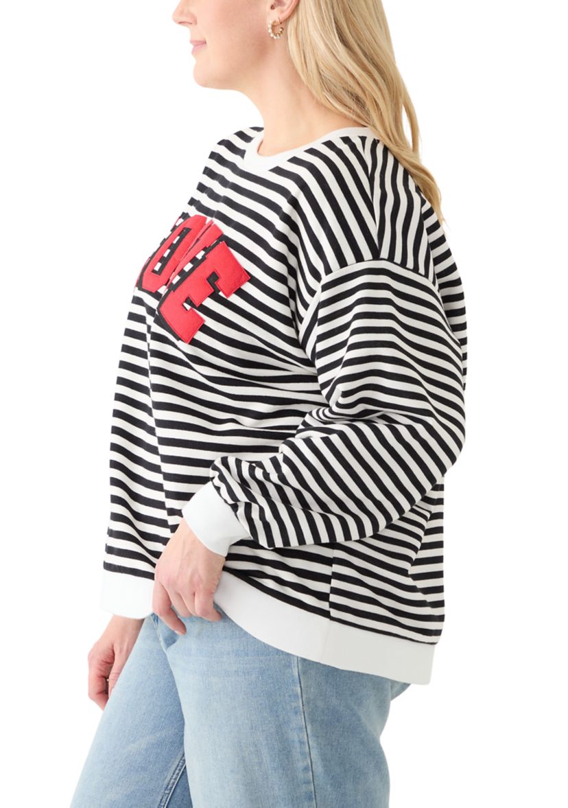 Plus Size Long Sleeve Patch Sweeper Sweatshirt