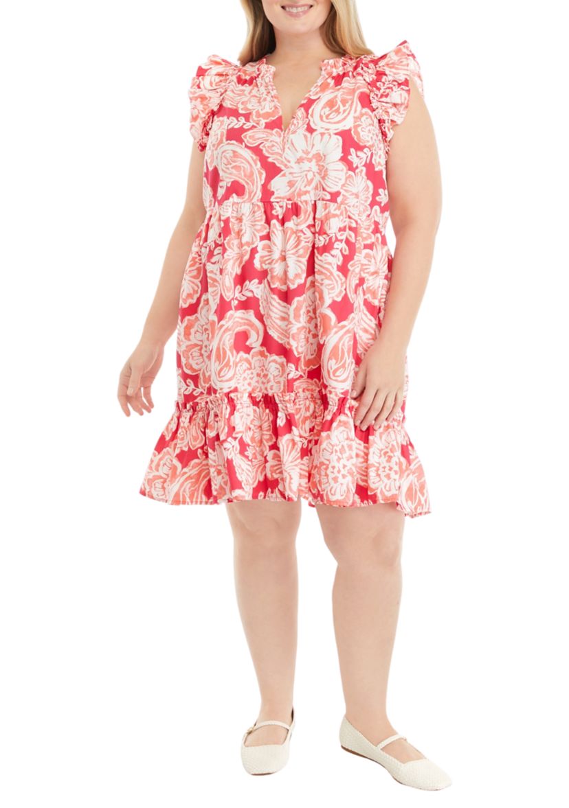 Plus Size Flutter Sleeve Dress