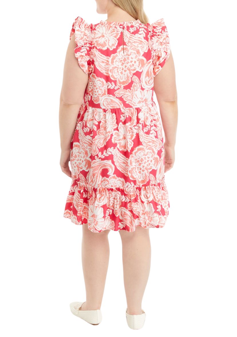 Plus Size Flutter Sleeve Dress